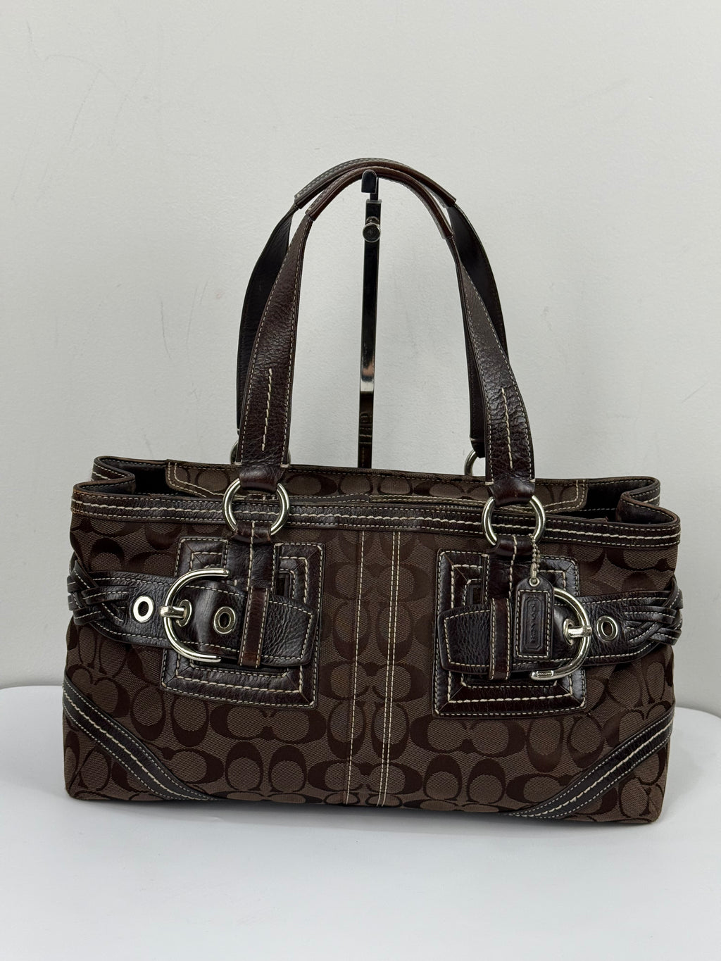 Vintage Coach Dark Brown Soho Satchel Bag Coach Signature Handbag 00s Y2K