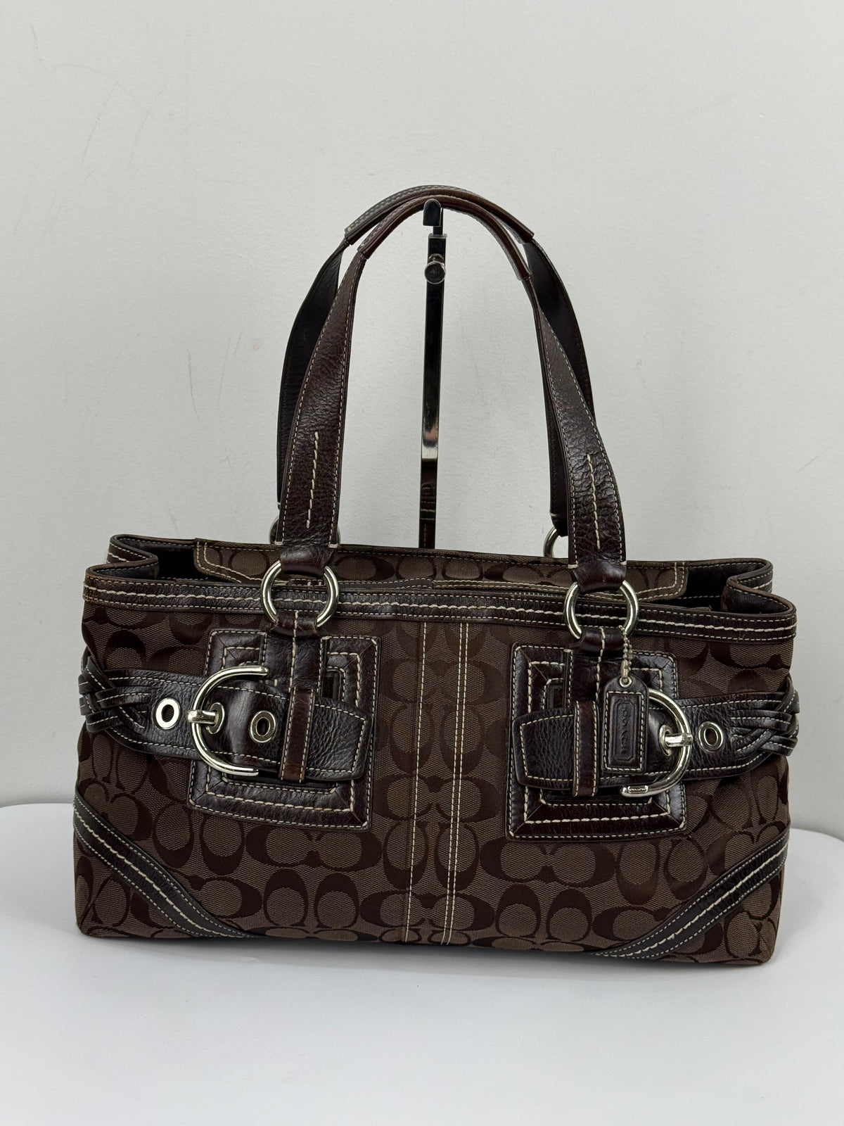 Vintage Coach Dark Brown Soho Satchel Bag Coach Signature Handbag 00s Y2K