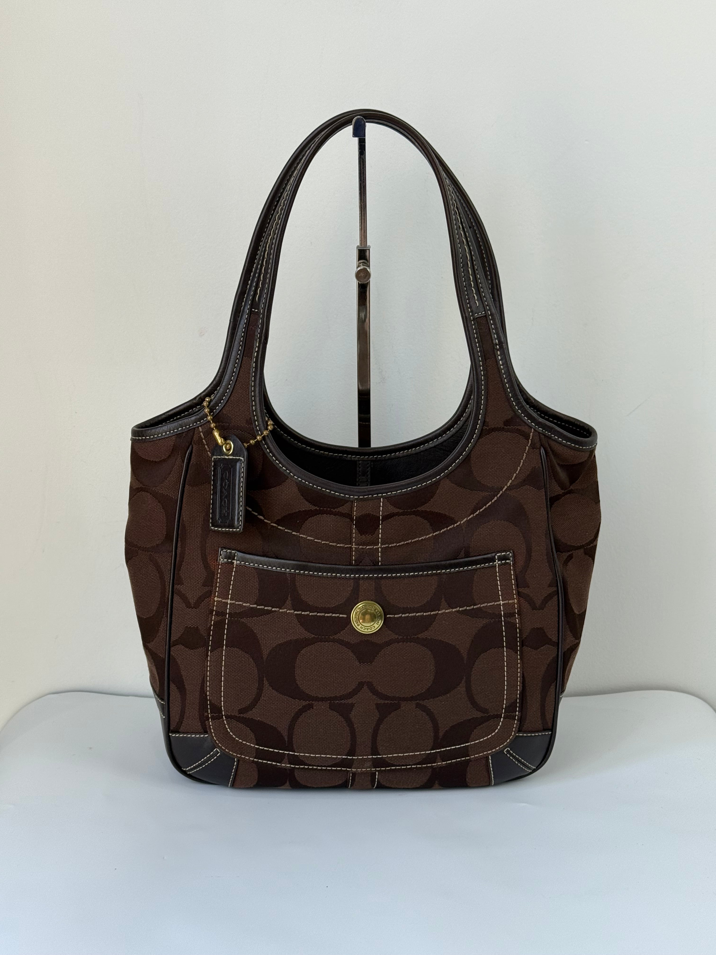 Vintage Coach Brown Ergo Shoulder Bag Coach Signature Handbag 00s Y2K