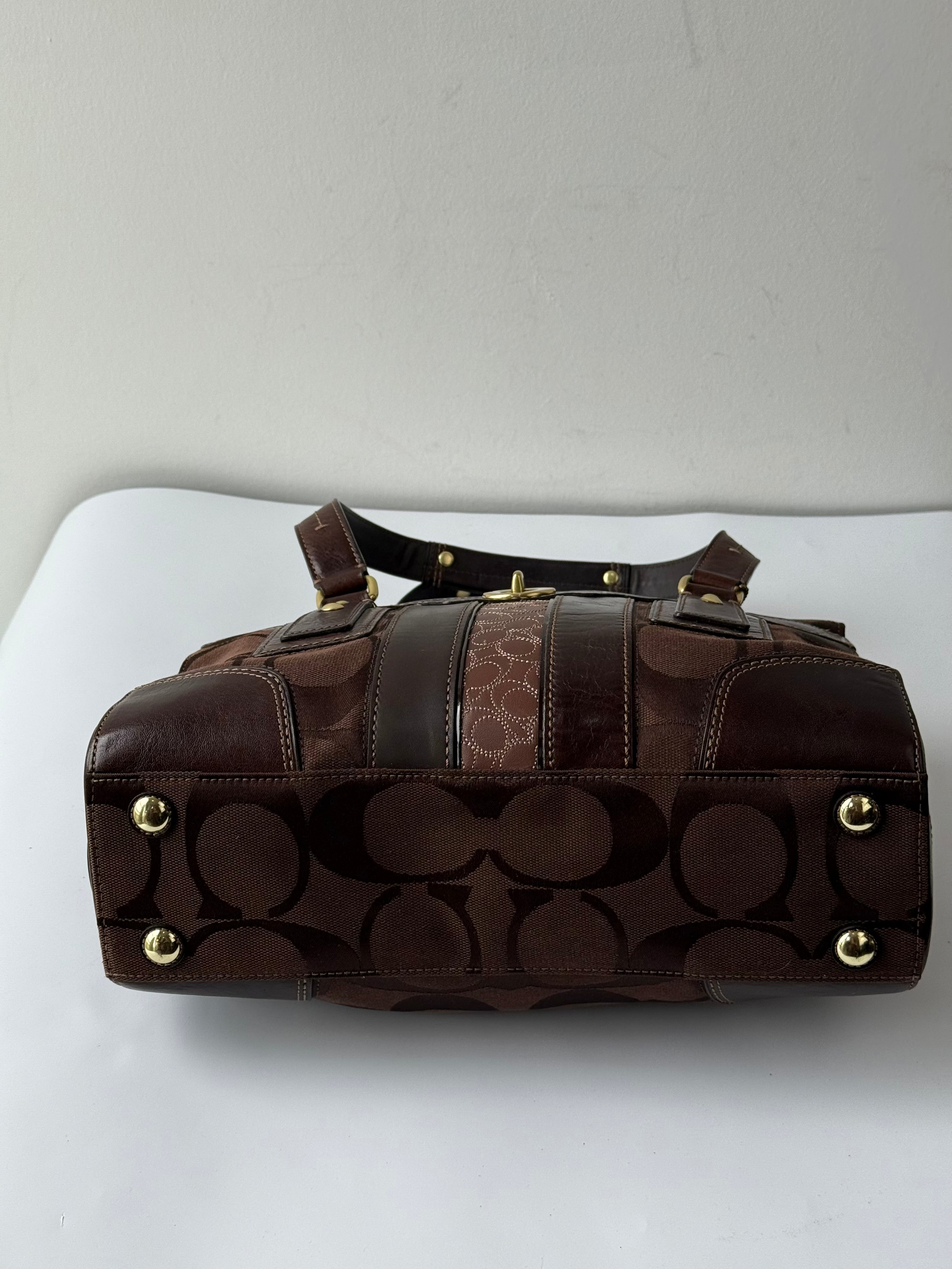 Coach Brown Hampton Satchel Bag Chestnut Leather Turnlock Tote HandBag 00s Y2K