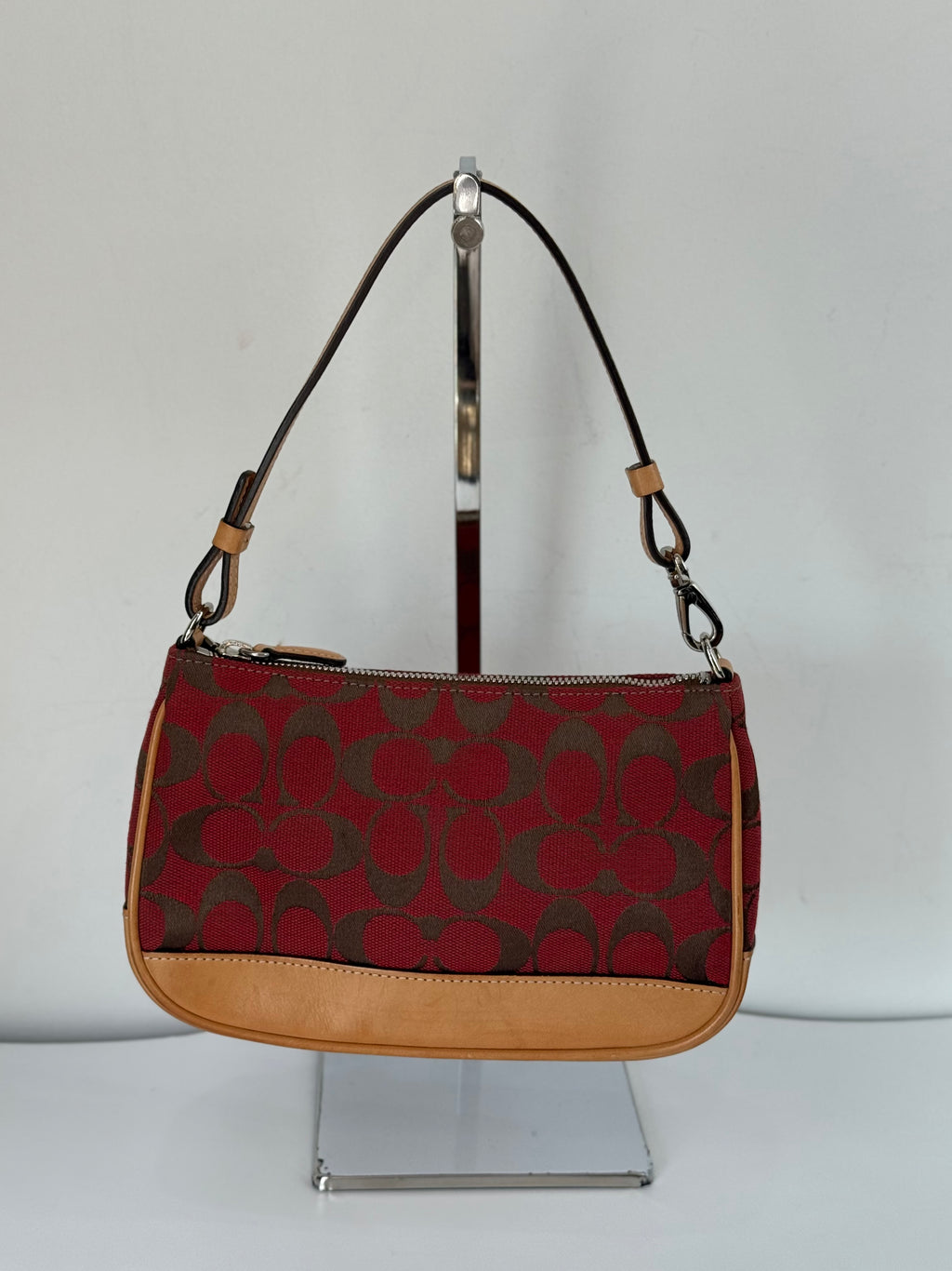 Vintage Coach Signature Demi Bag Coach Red Black Canvas Small Handbag 00s Y2K