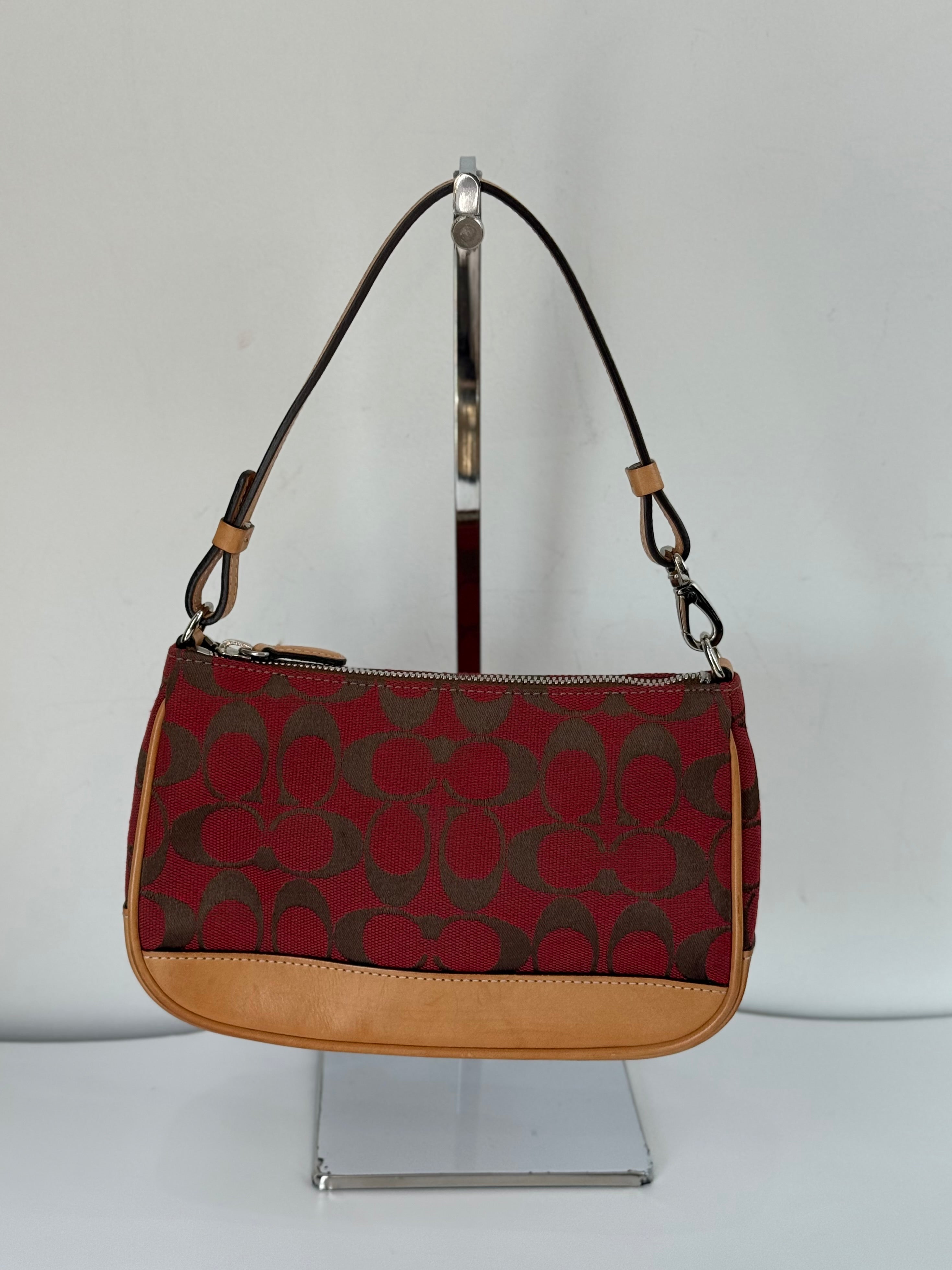 Vintage Coach Signature Demi Bag Coach Red Black Canvas Small Handbag 00s Y2K