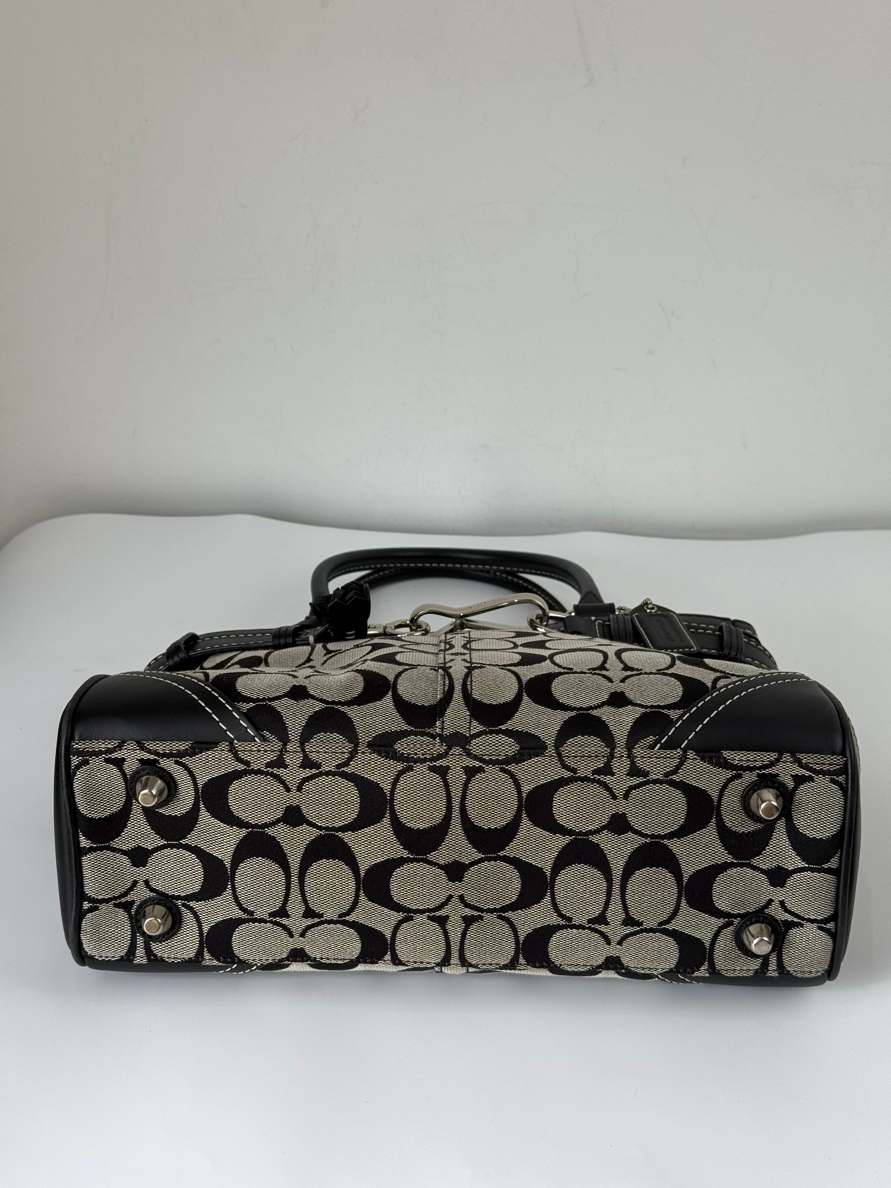 Vintage Coach Hampton Signature Tote Bag Coach Grey & Black Handbag 00s Y2K