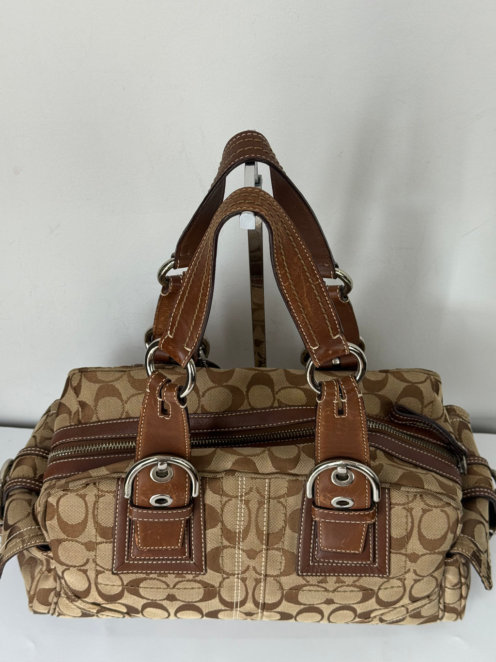 Rare Vintage Coach Dark Brown Boston Satchel Soho Mia Signature Shoulder Bag 00s Y2K