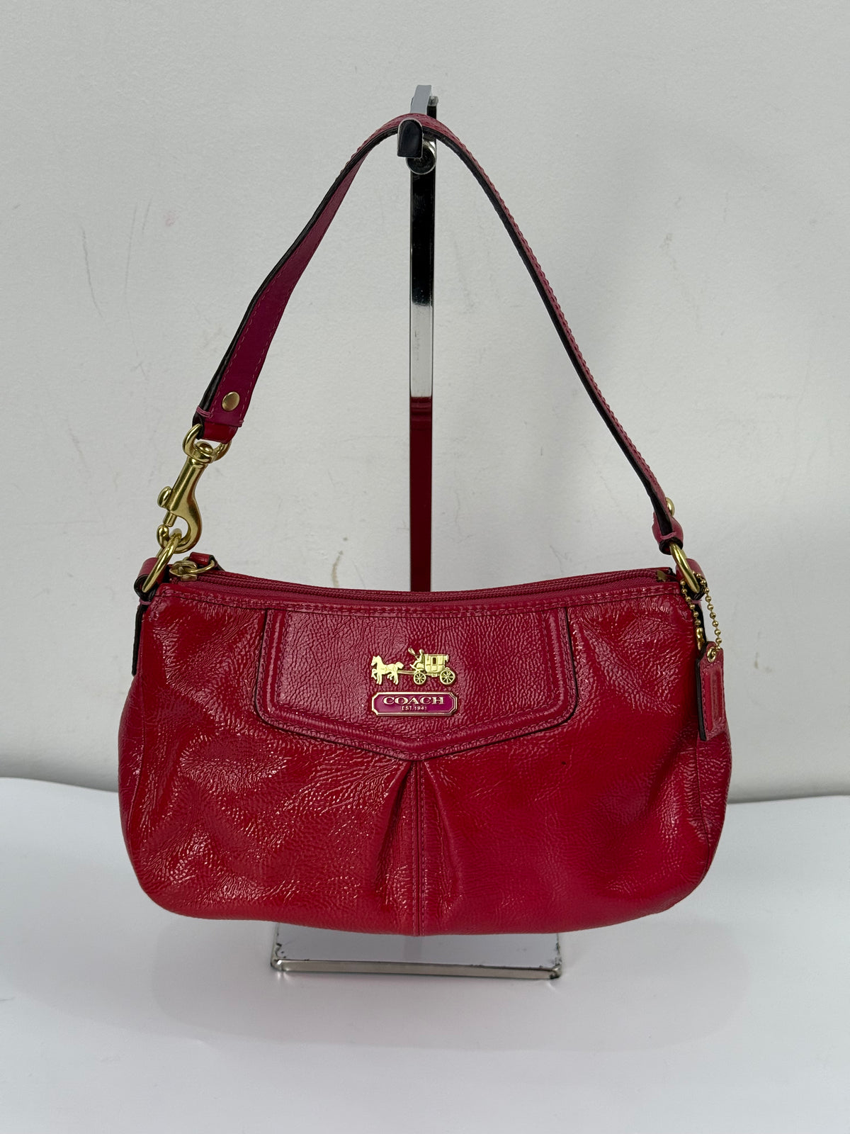 Vintage Coach Madison HandBag Pink/Red Patent Leather Coach Bag 00s Y2K