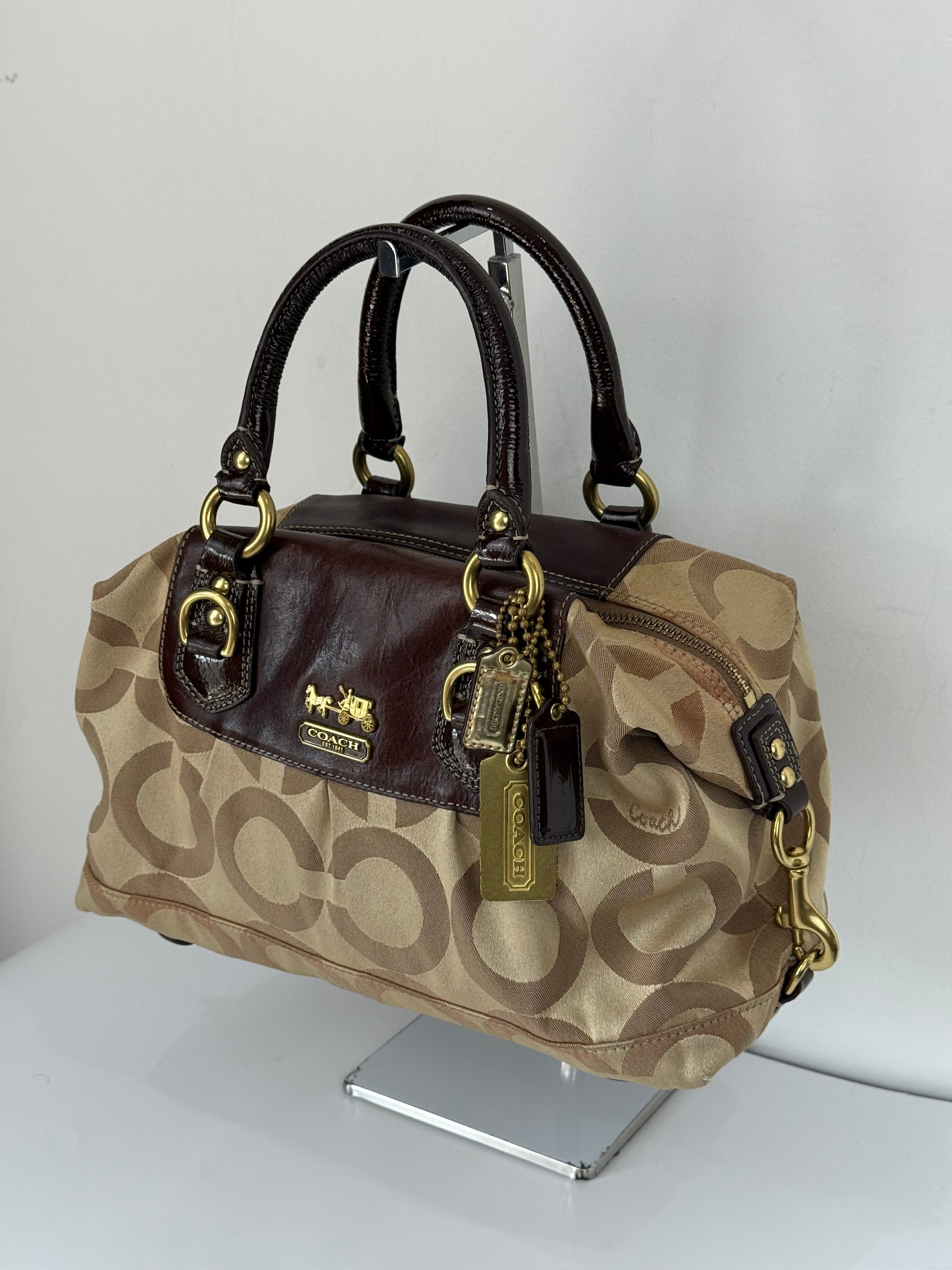 Vintage Beige Coach Optic Signature Madison Sabrina Satchel Bag 00s Coach Y2K Handbag