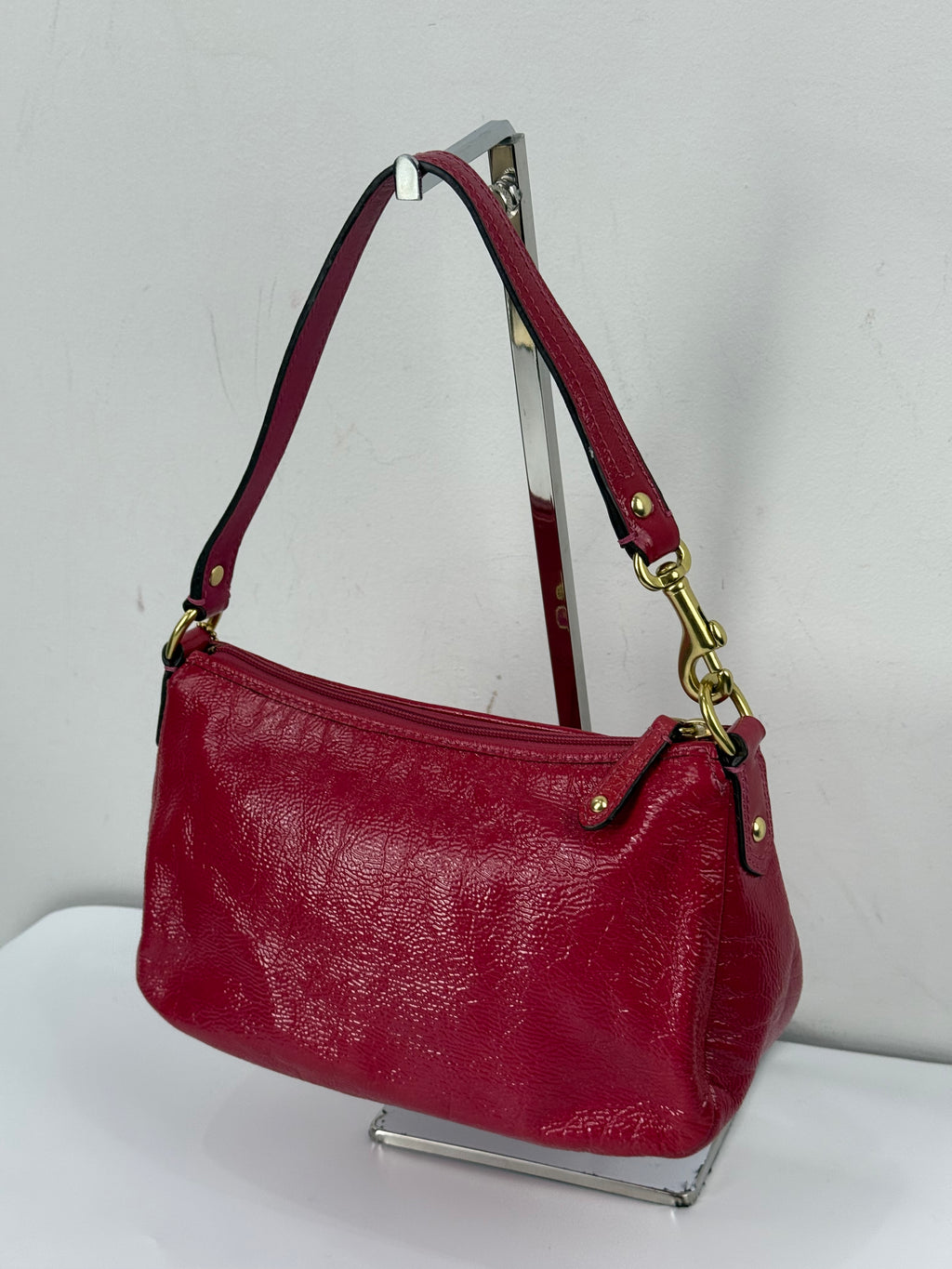 Vintage Coach Madison HandBag Pink/Red Patent Leather Coach Bag 00s Y2K