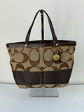 Vintage Coach Mini Tote Bag Brown Signature Canvas Handbag 00s Y2K