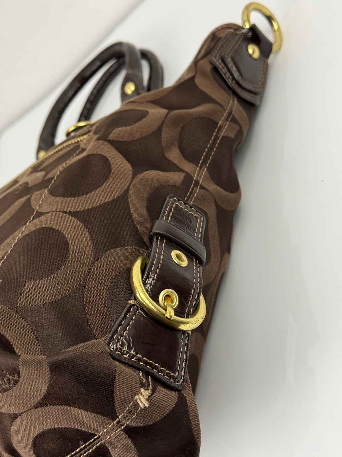 Vintage Coach Madison Op Art Julianne Tote Bag Brown Coach Signature Canvas Handbag 00s Y2K