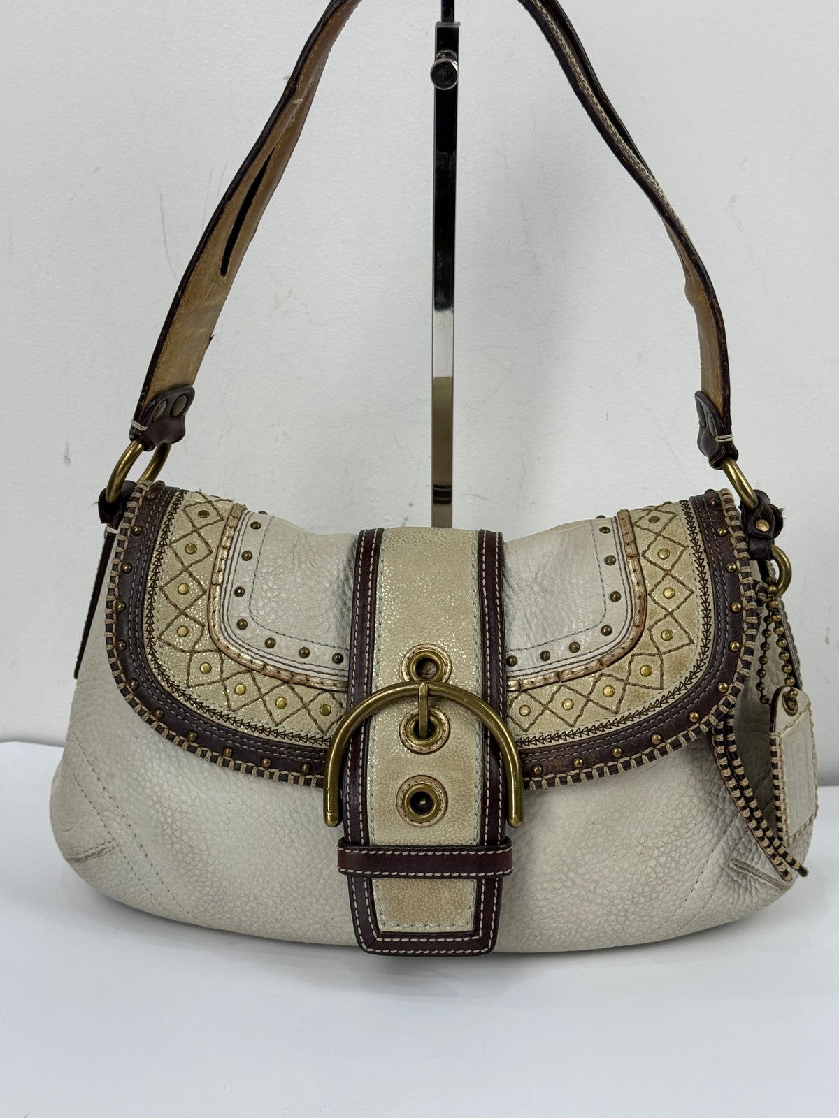 Vintage Coach Soho Studded Leather Flap Bag Coach Shoulder Bag 00s Y2K