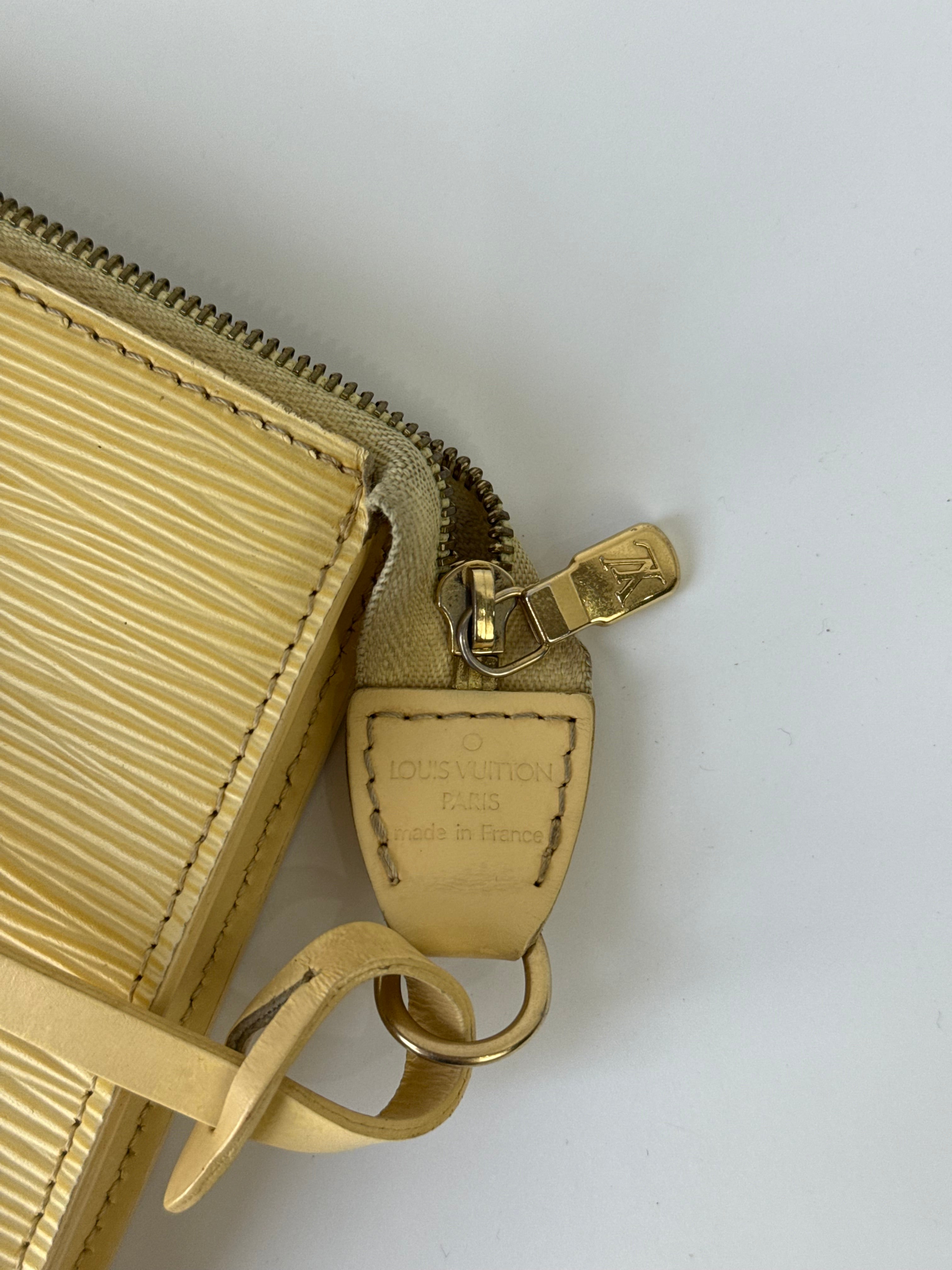 Vintage Louis Vuitton Pochette Bag Louis Vuitton Yellow Pouch Leather Handbag 00s Y2K