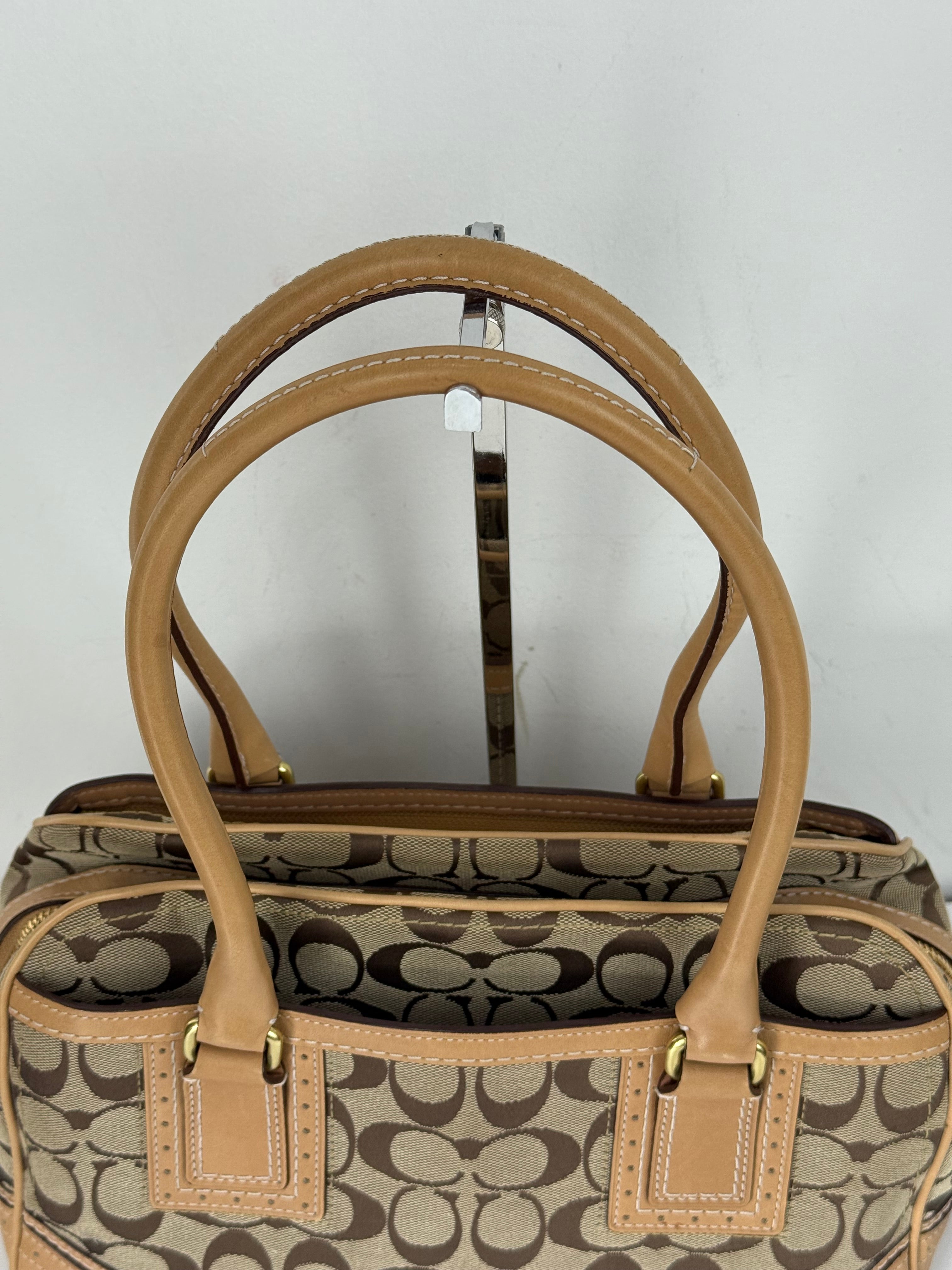 Vintage Coach Mini Boston Bag Coach Signature Brown/Beige Y2K HandBag