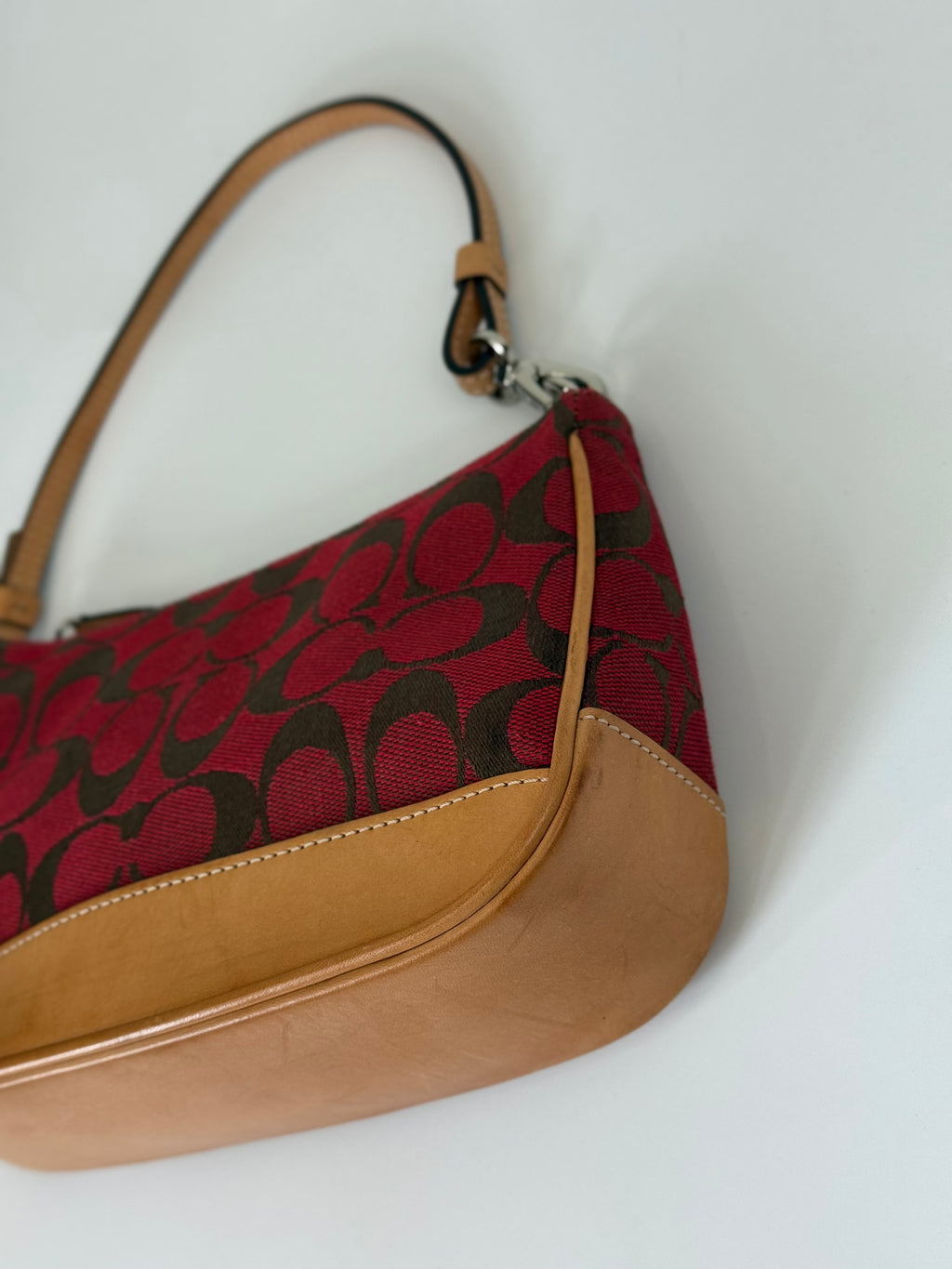 Vintage Coach Signature Demi Bag Coach Red Black Canvas Small Handbag 00s Y2K