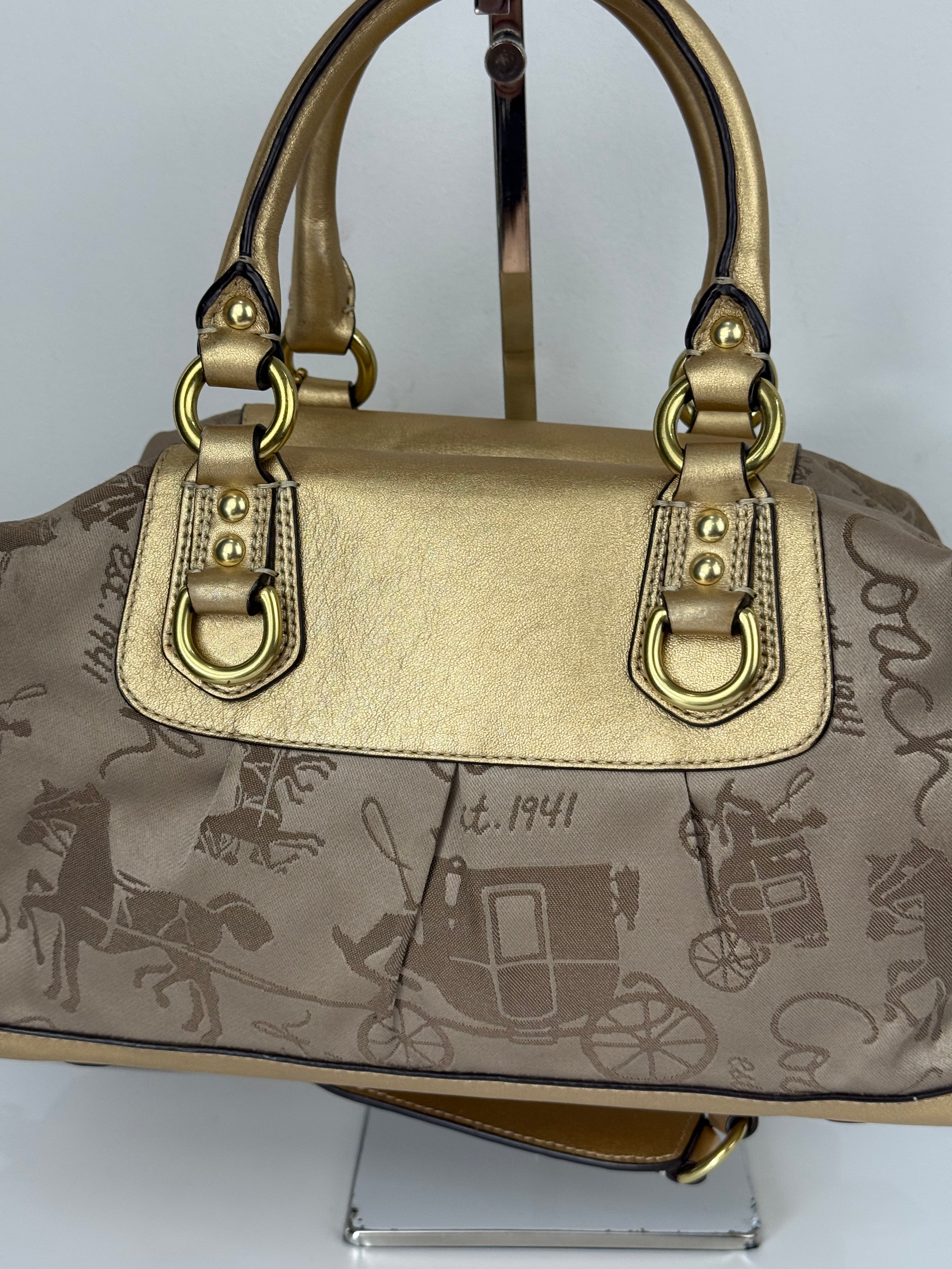 Vintage Coach Ashley Horse and Carriage Satchel Bag Coach Beige/Gold Y2K HandBag