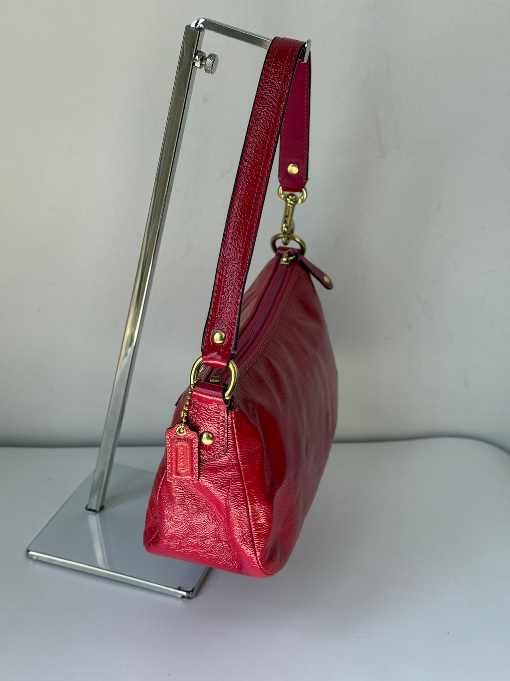 Vintage Coach Madison HandBag Pink/Red Patent Leather Coach Bag 00s Y2K