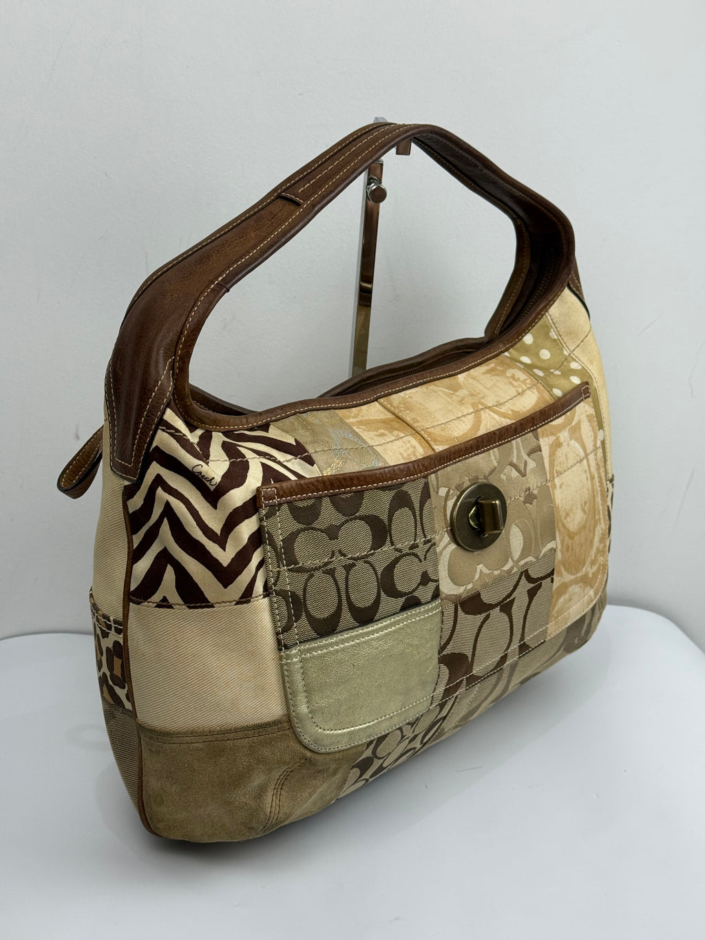 Vintage Coach Ergo Patchwork Tote Bag Bag Brown Signature Canvas Handbag 00s Y2K