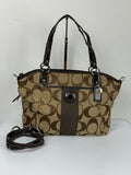 Vintage Coach Signature Stripe Pocket Satchel Bag Brown/Beige Tote Bag Y2K