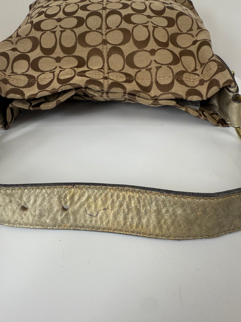 Vintage Coach Signature Hobo Shoulder Bag Brown & Beige Canvas Handbag 00s Y2K