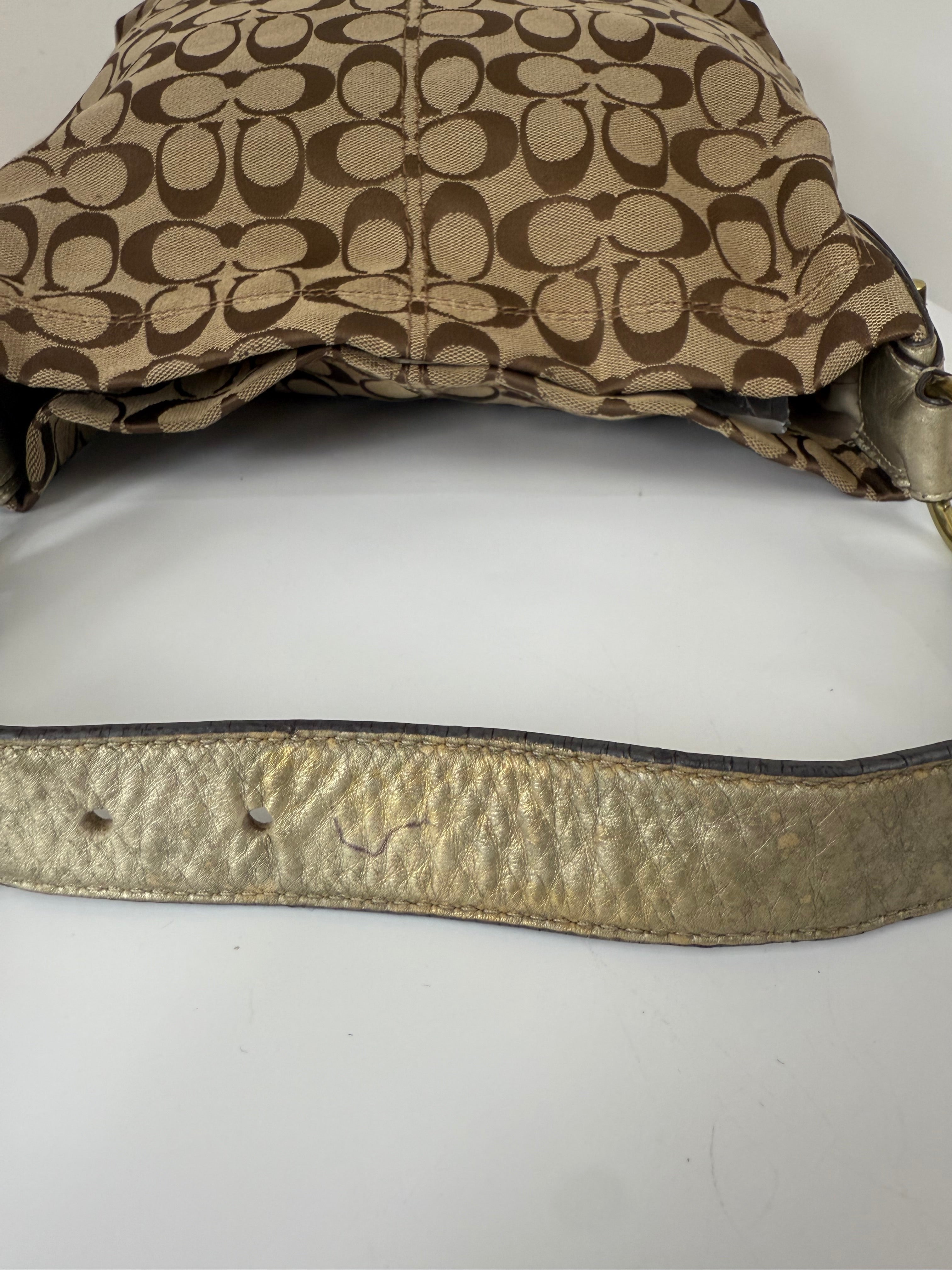 Vintage Coach Signature Hobo Shoulder Bag Brown & Beige Canvas Handbag 00s Y2K