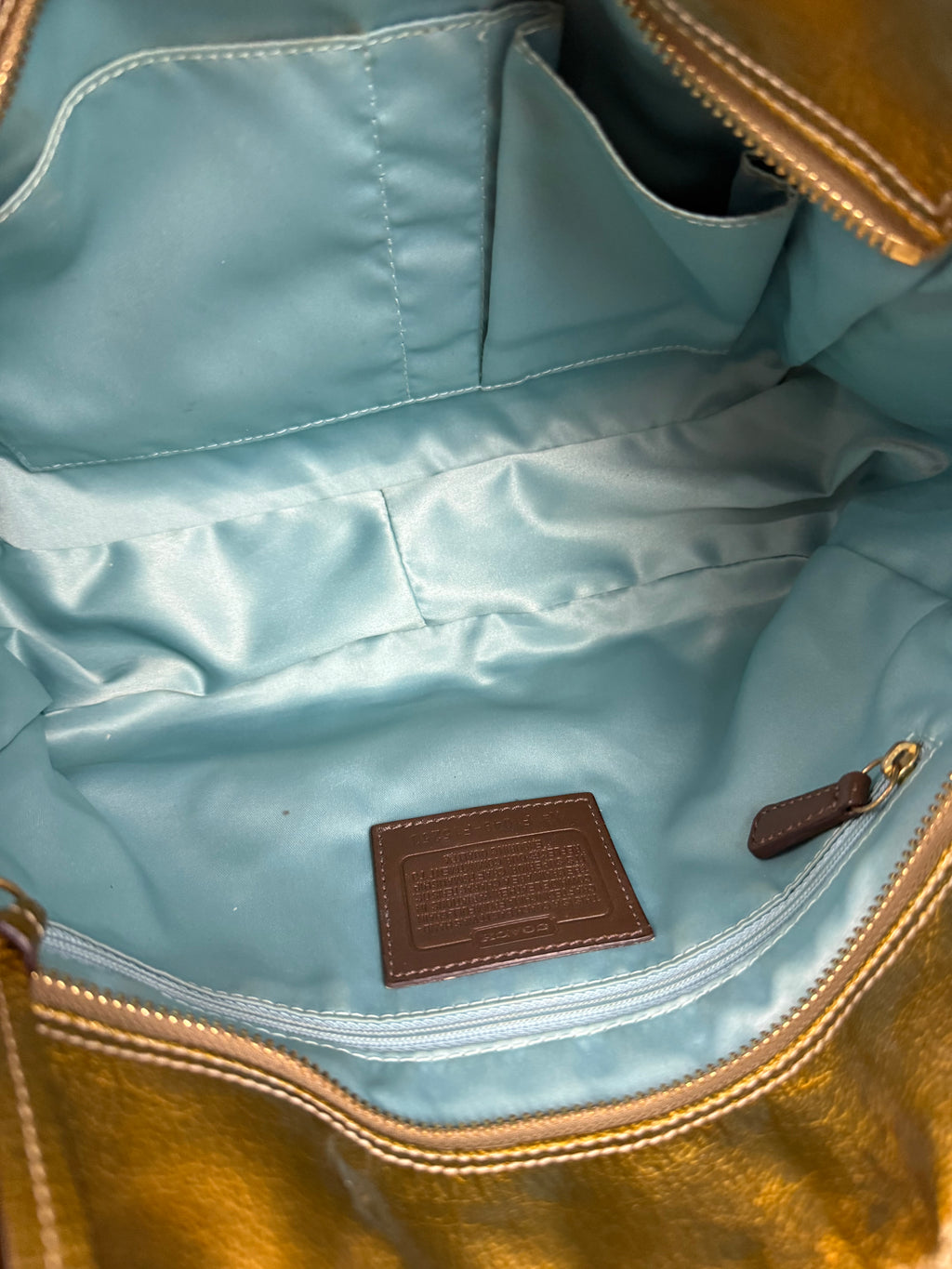 Vintage Coach East West Gallery Tote Bag Coach Gold Patent Leather HandBag 00s Y2K
