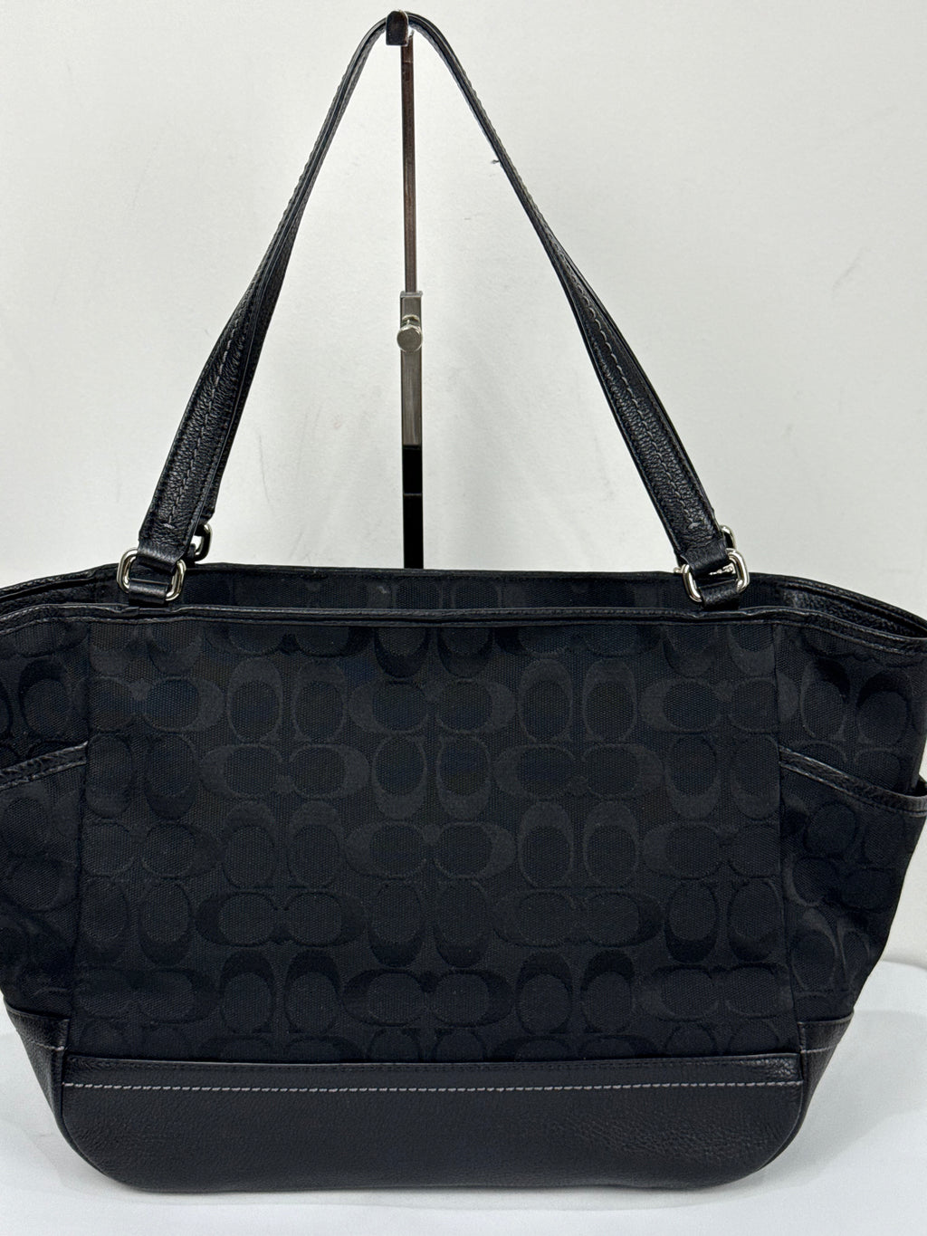 Vintage Coach Park Signature Carrie Tote Bag Black Coach Canvas Handbag 00s Y2K
