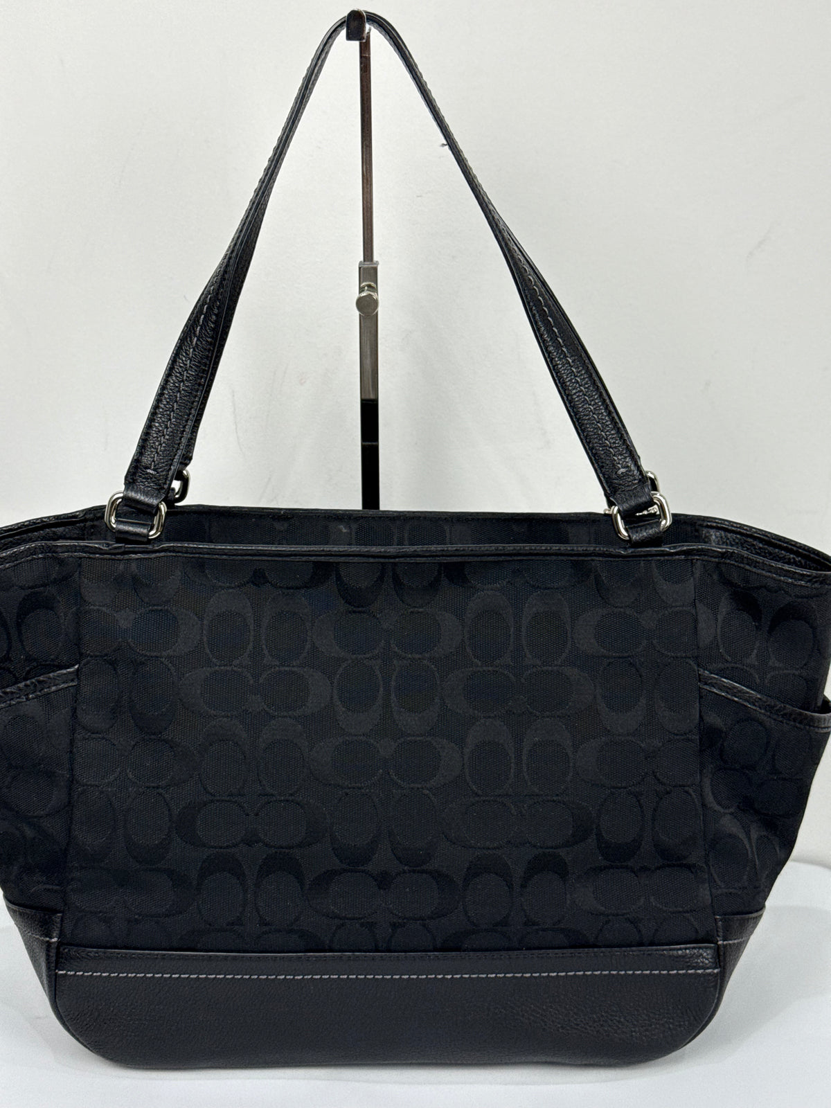 Vintage Coach Park Signature Carrie Tote Bag Black Coach Canvas Handbag 00s Y2K