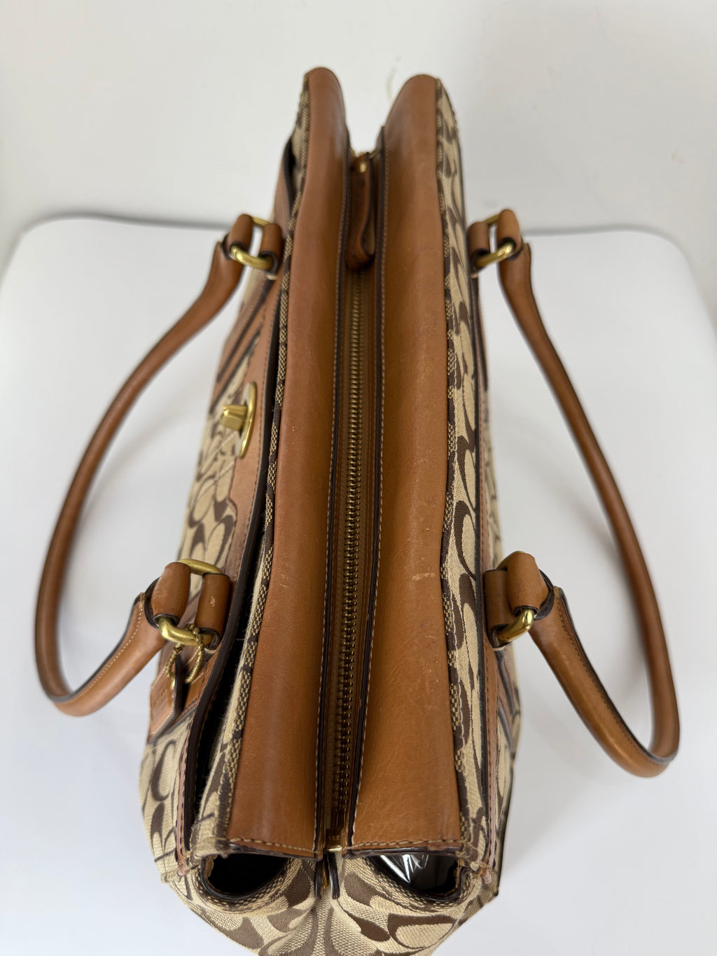 Vintage Coach Hampton Tote Bag Coach Brown/Tan Signature Y2K Handbag