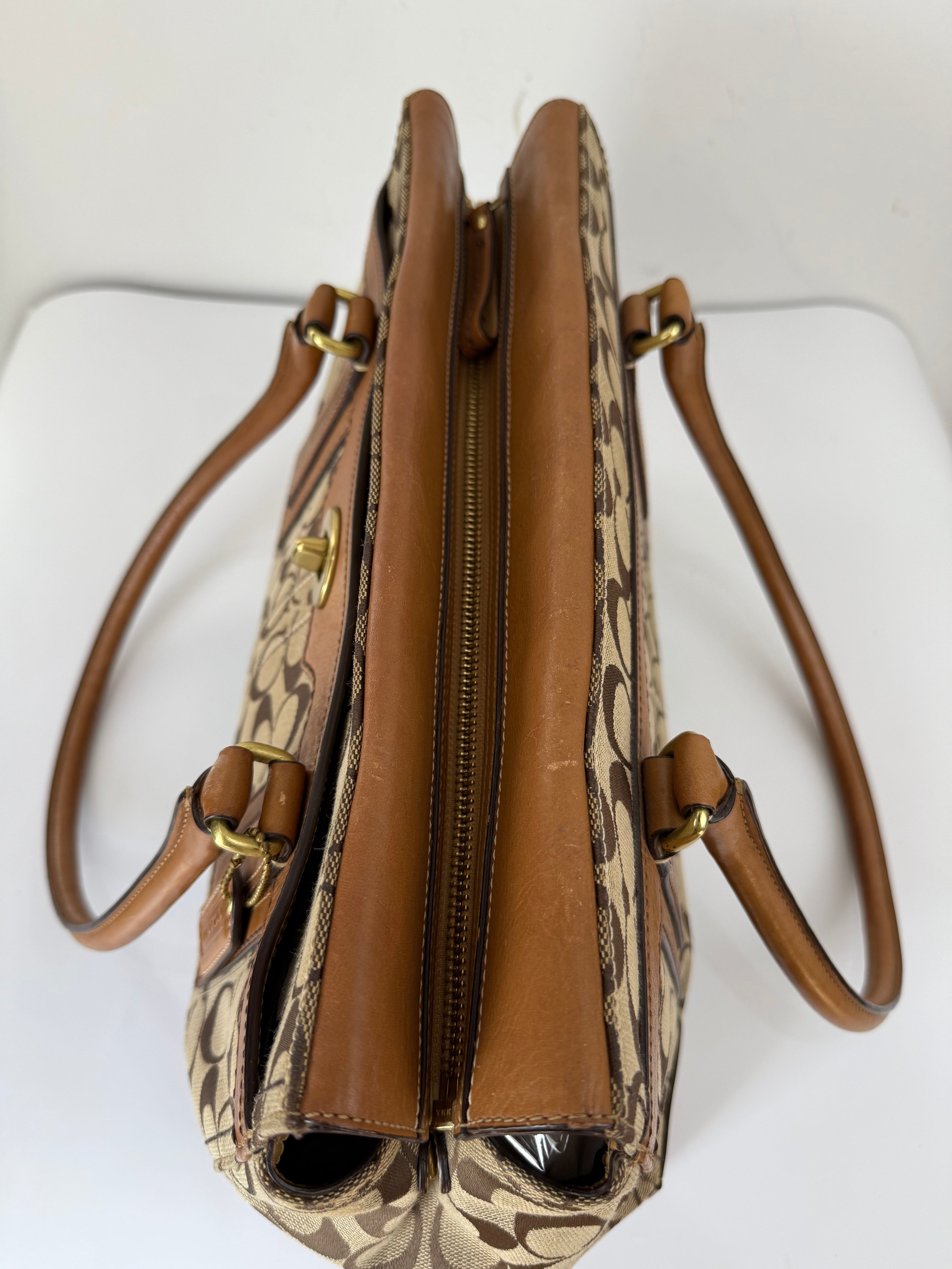 Vintage Coach Hampton Tote Bag Coach Brown/Tan Signature Y2K Handbag