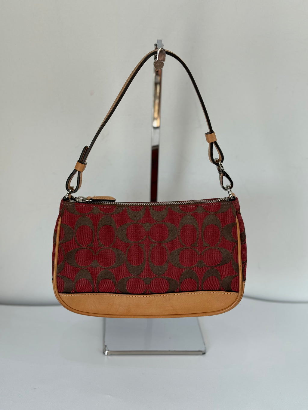 Vintage Coach Signature Demi Bag Coach Red Black Canvas Small Handbag 00s Y2K