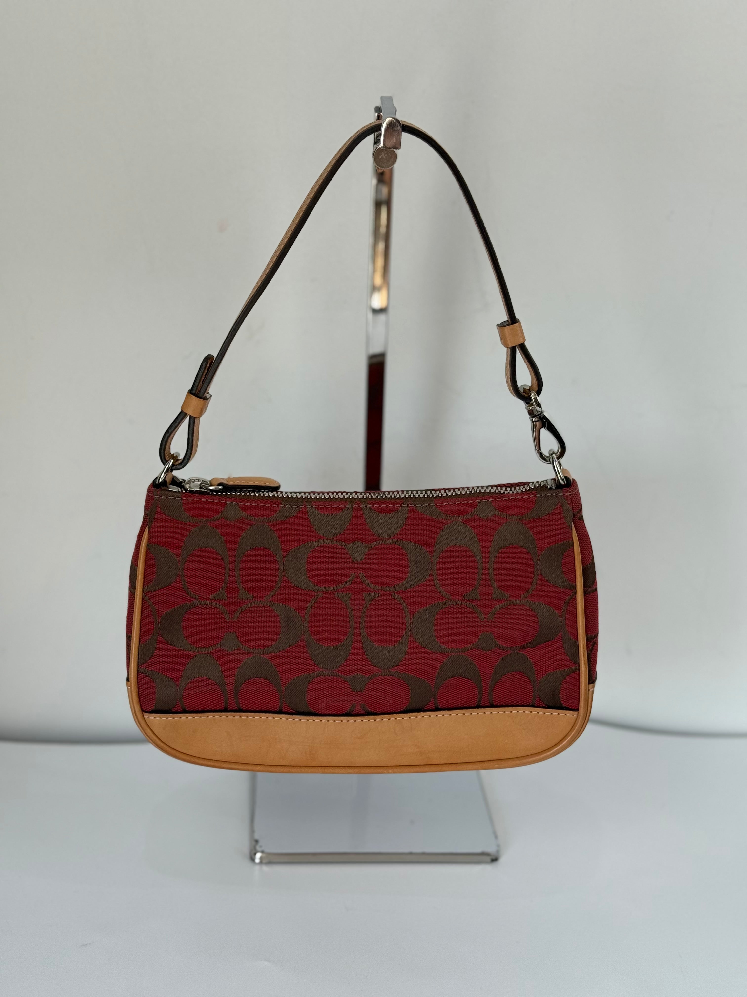 Vintage Coach Signature Demi Bag Coach Red Black Canvas Small Handbag 00s Y2K