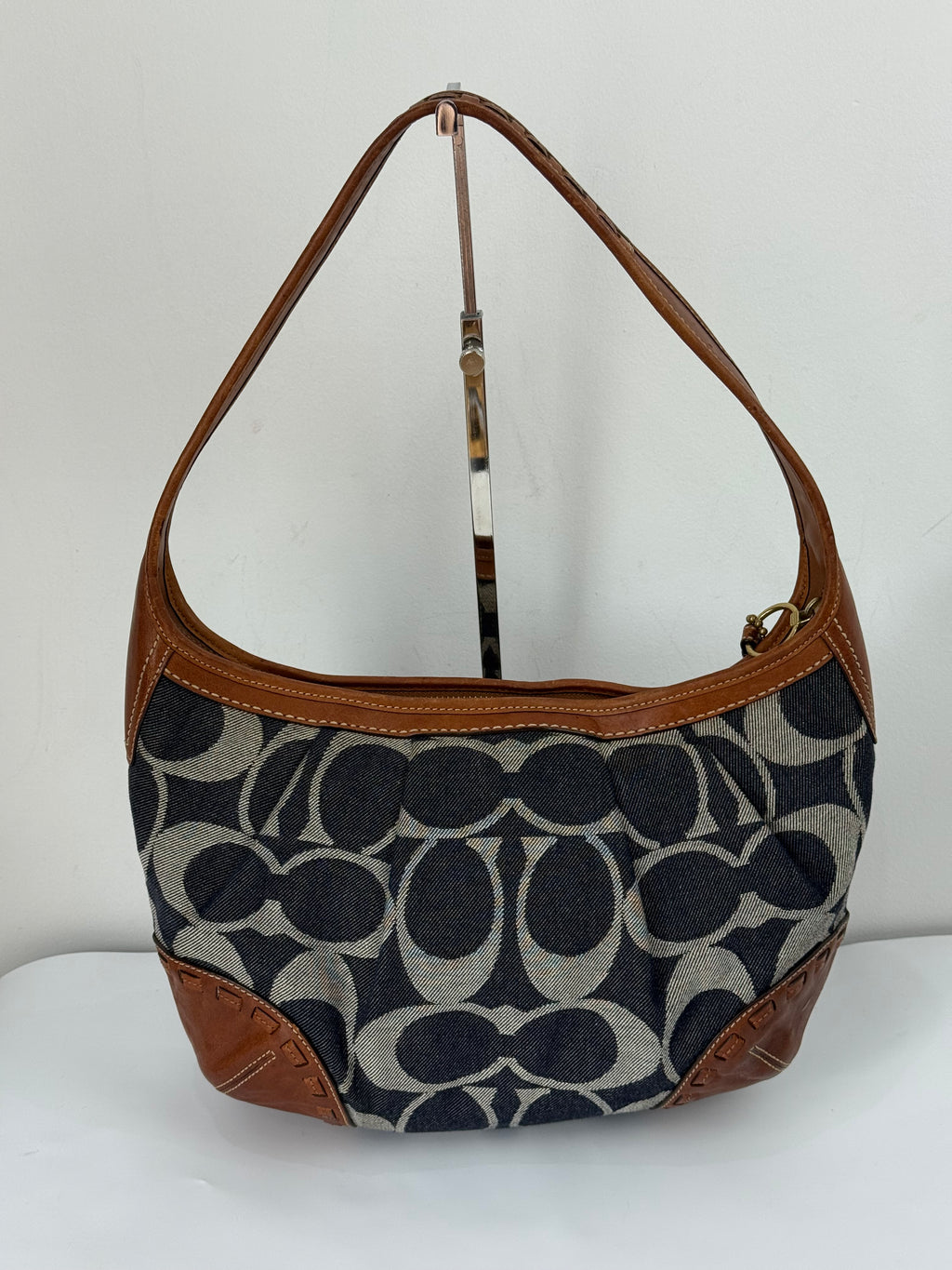 Vintage Coach Denim Ergo Soho Shoulder Bag Coach Blue Signature Handbag 00s Y2K