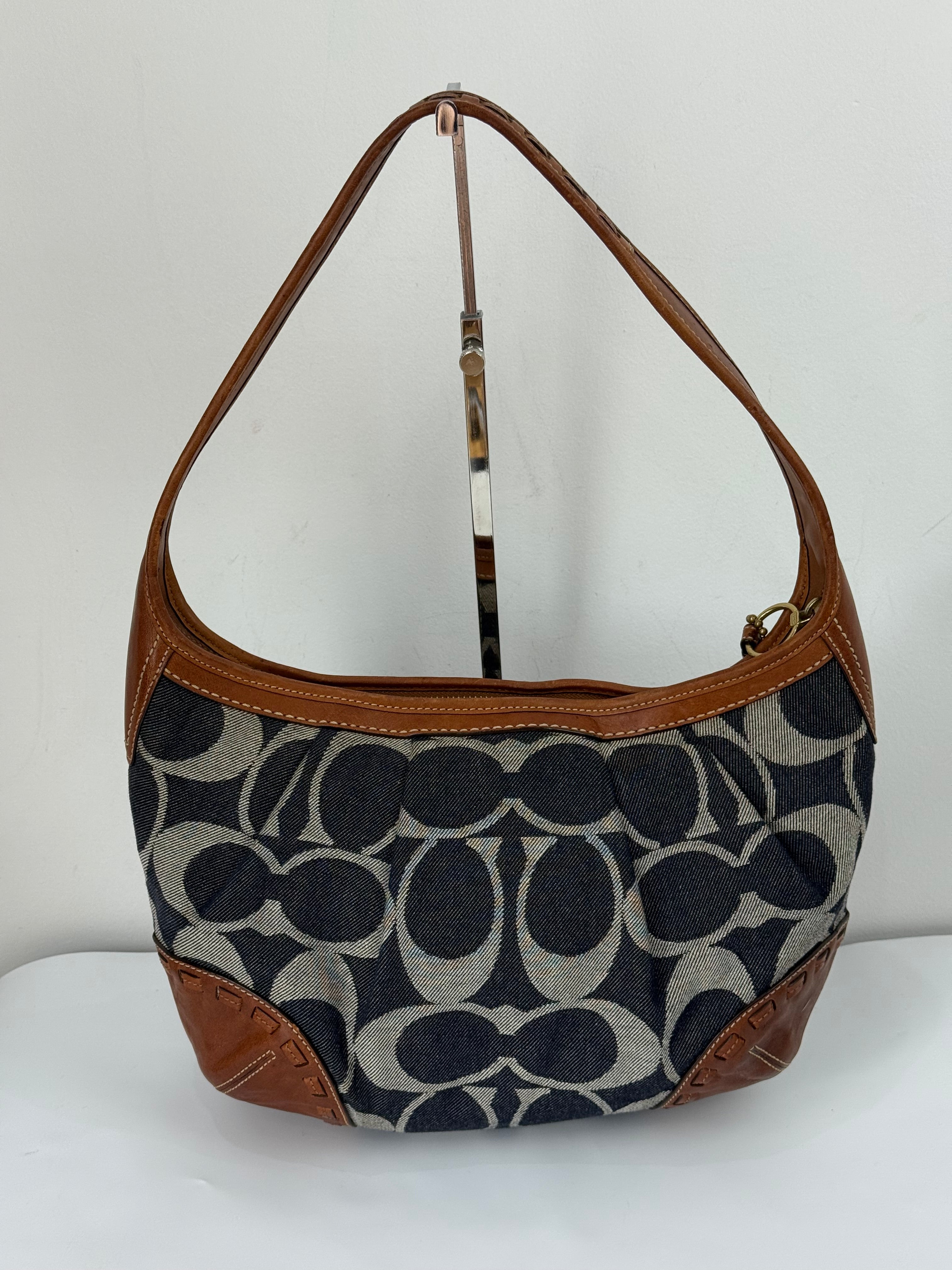 Vintage Coach Denim Ergo Soho Shoulder Bag Coach Blue Signature Handbag 00s Y2K