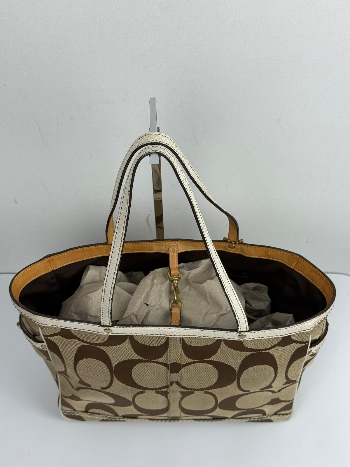Vintage Coach Signature Tote Bag Coach Brown & Beige Handbag 00s Y2K