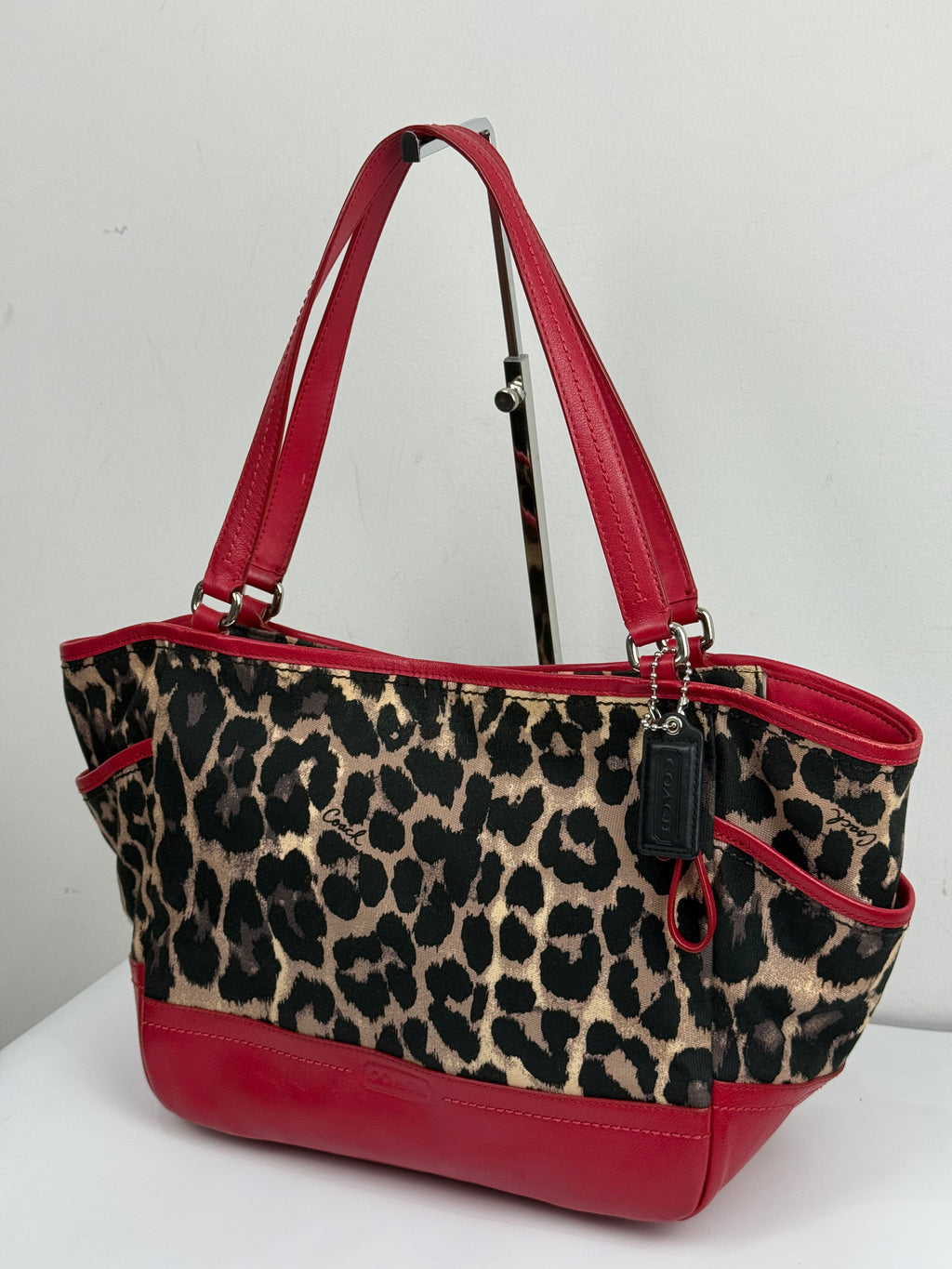 Vintage Coach Ocelot Leopard Print Park Tote Bag Canvas Handbag 00s Y2K