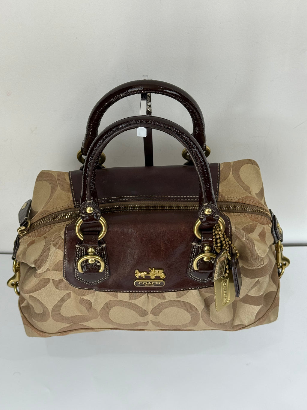 Vintage Beige Coach Optic Signature Madison Sabrina Satchel Bag 00s Coach Y2K Handbag