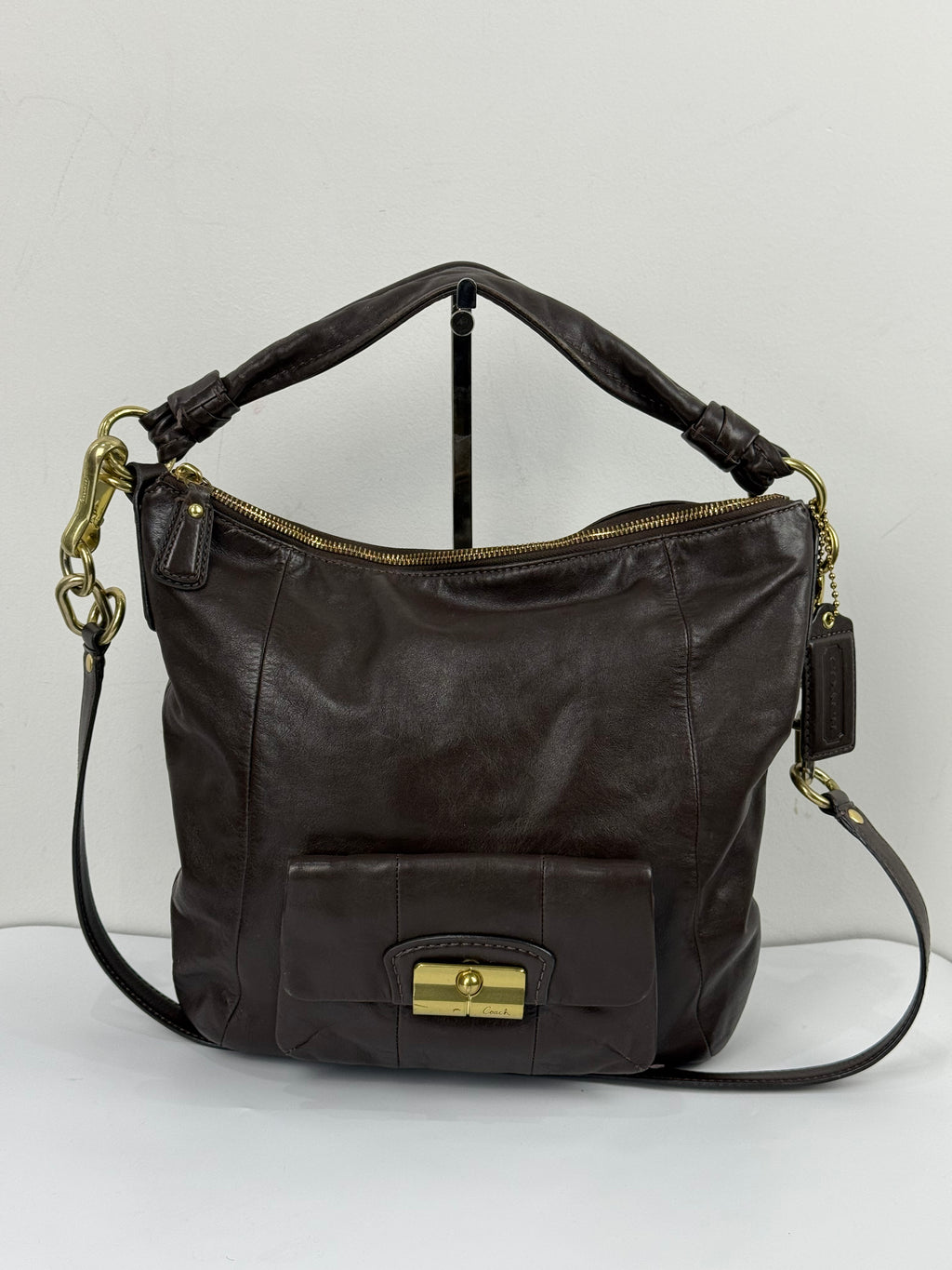Vintage Coach Kristin Hobo Bag with Straps Dark Brown Coach Leather Handbag 00s Y2K