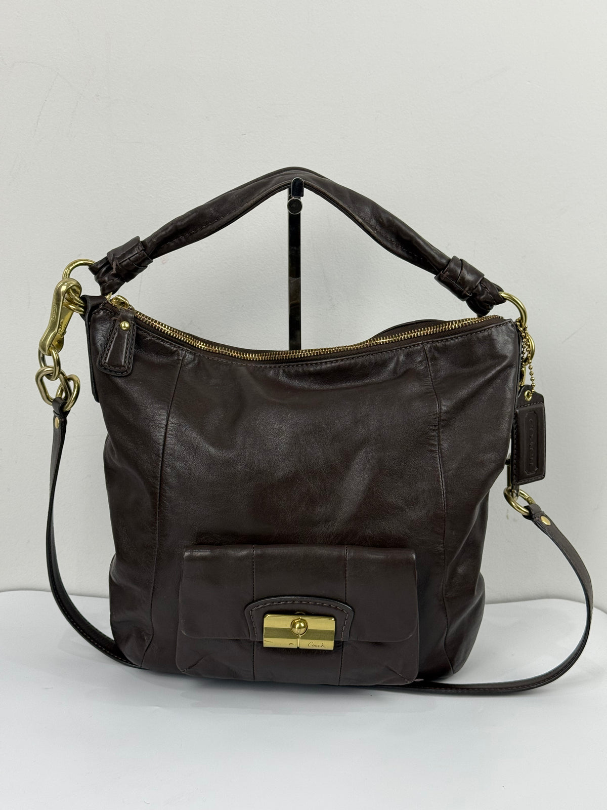 Vintage Coach Kristin Hobo Bag with Straps Dark Brown Coach Leather Handbag 00s Y2K