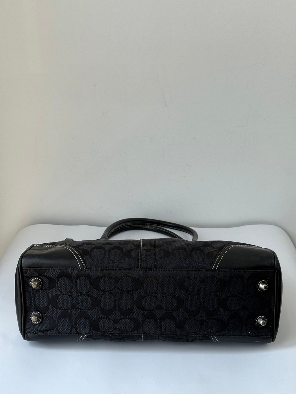 Vintage Coach Hampton Signature Tote Bag Black Coach Canvas HandBag 00s Y2K