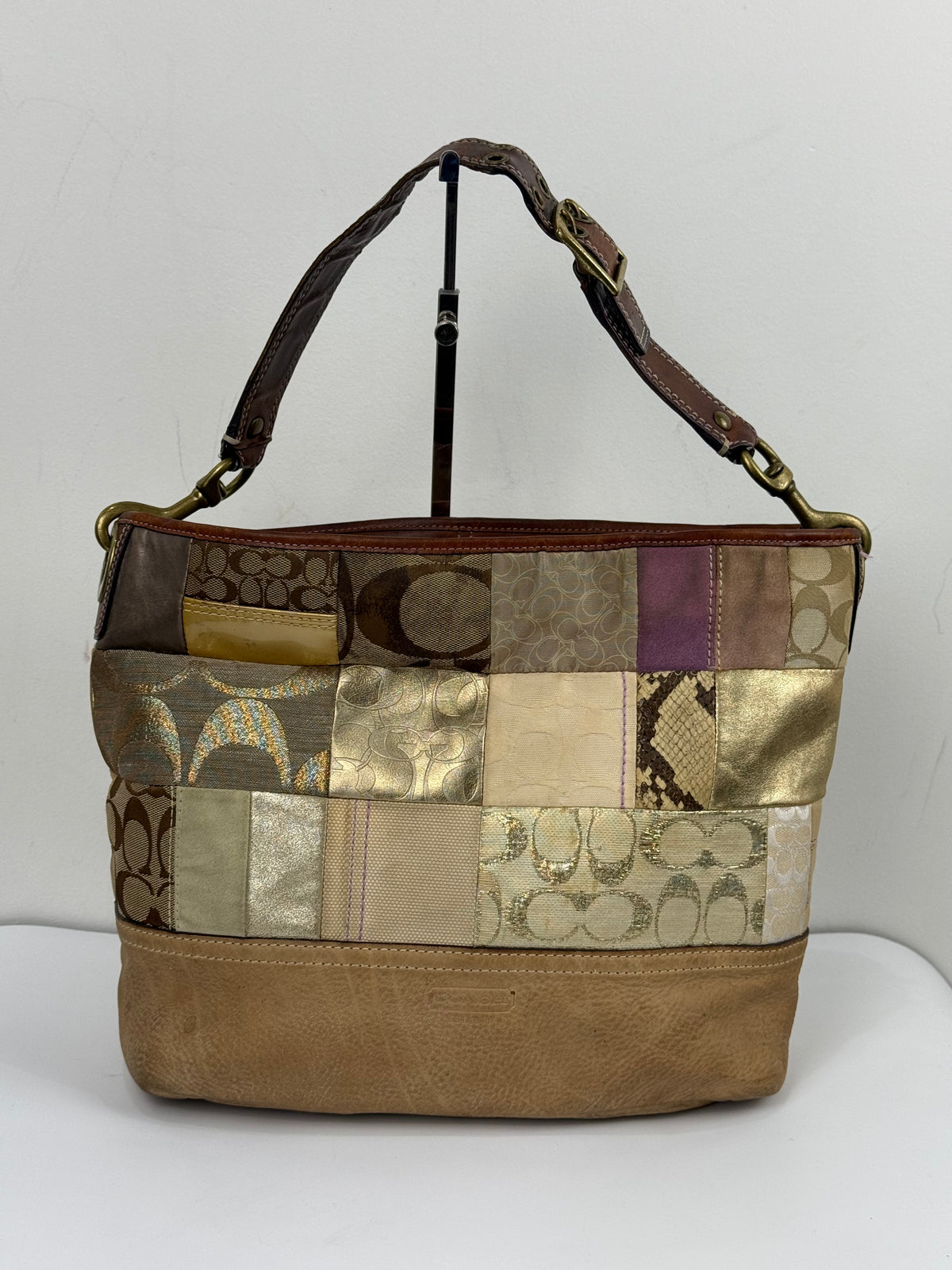 Vintage Coach Patchwork Tote Bag Coach Signature Shoulder Bag 00s Y2K