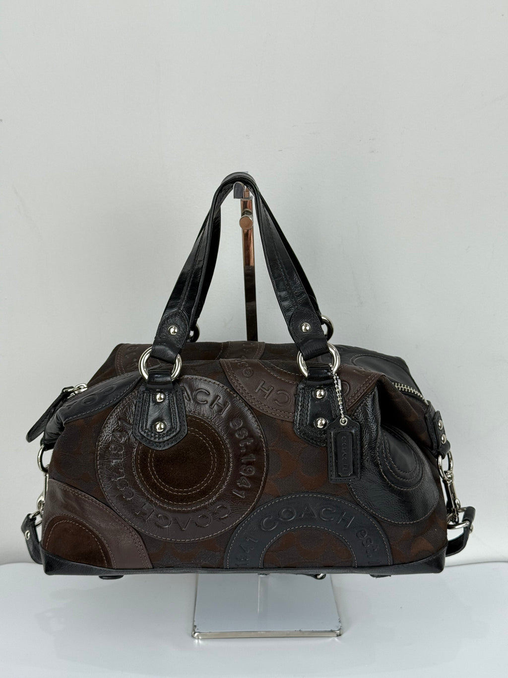 Vintage Coach Ashley Patchwork Satchel Bag Coach Black/Brown Y2K HandBag