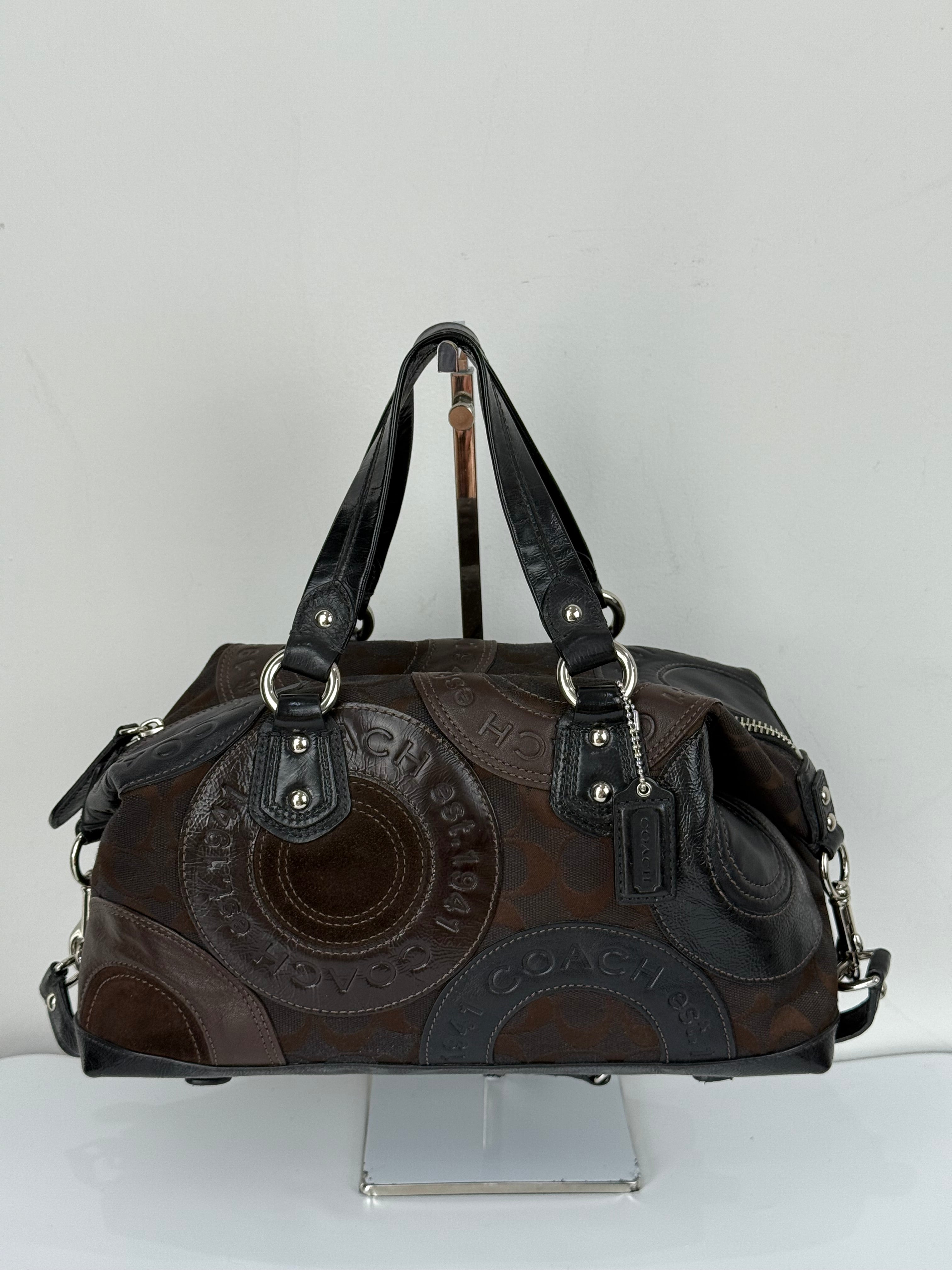 Vintage Coach Ashley Patchwork Satchel Bag Coach Black/Brown Y2K HandBag