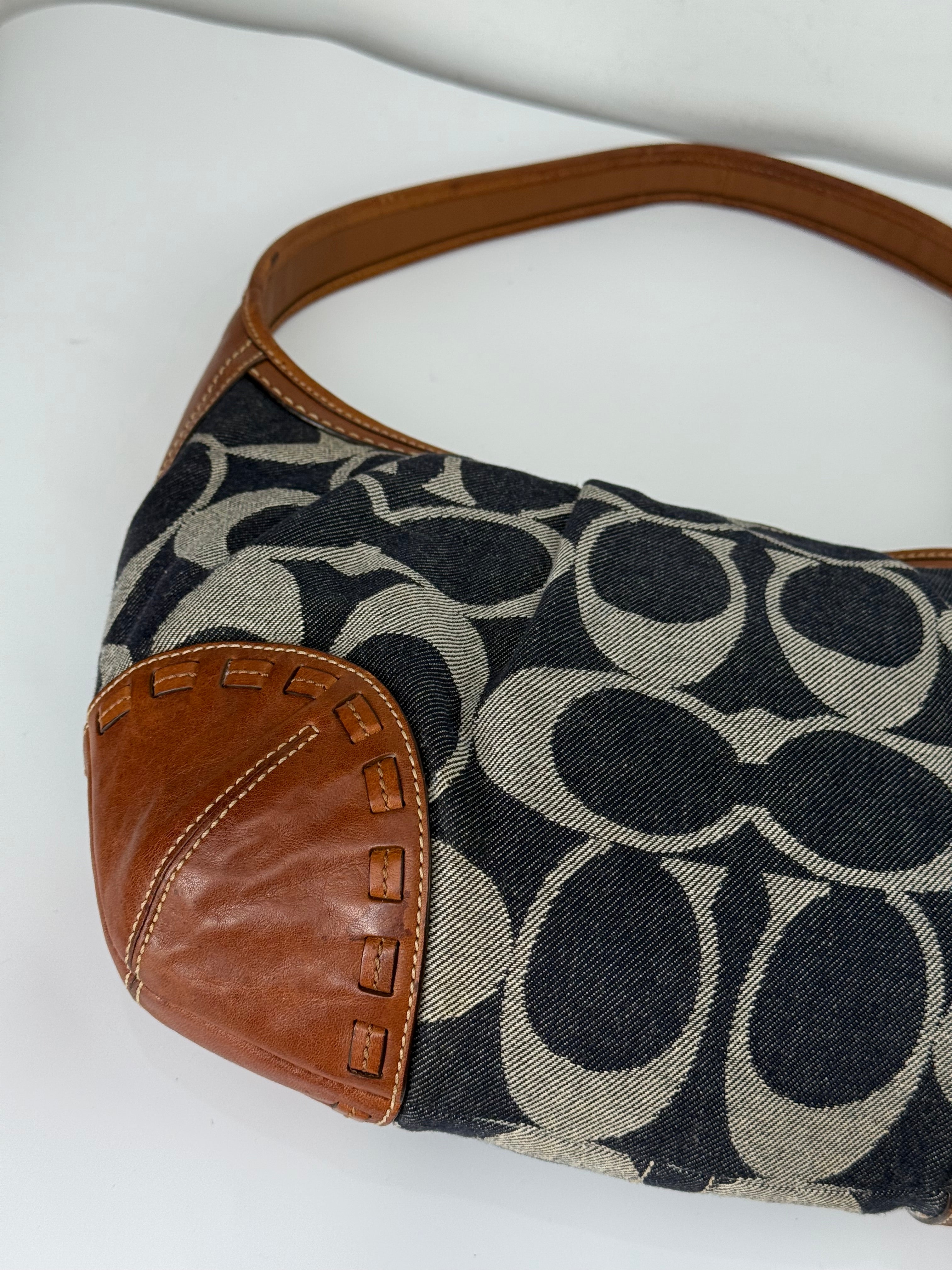 Vintage Coach Denim Ergo Soho Shoulder Bag Coach Blue Signature Handbag 00s Y2K