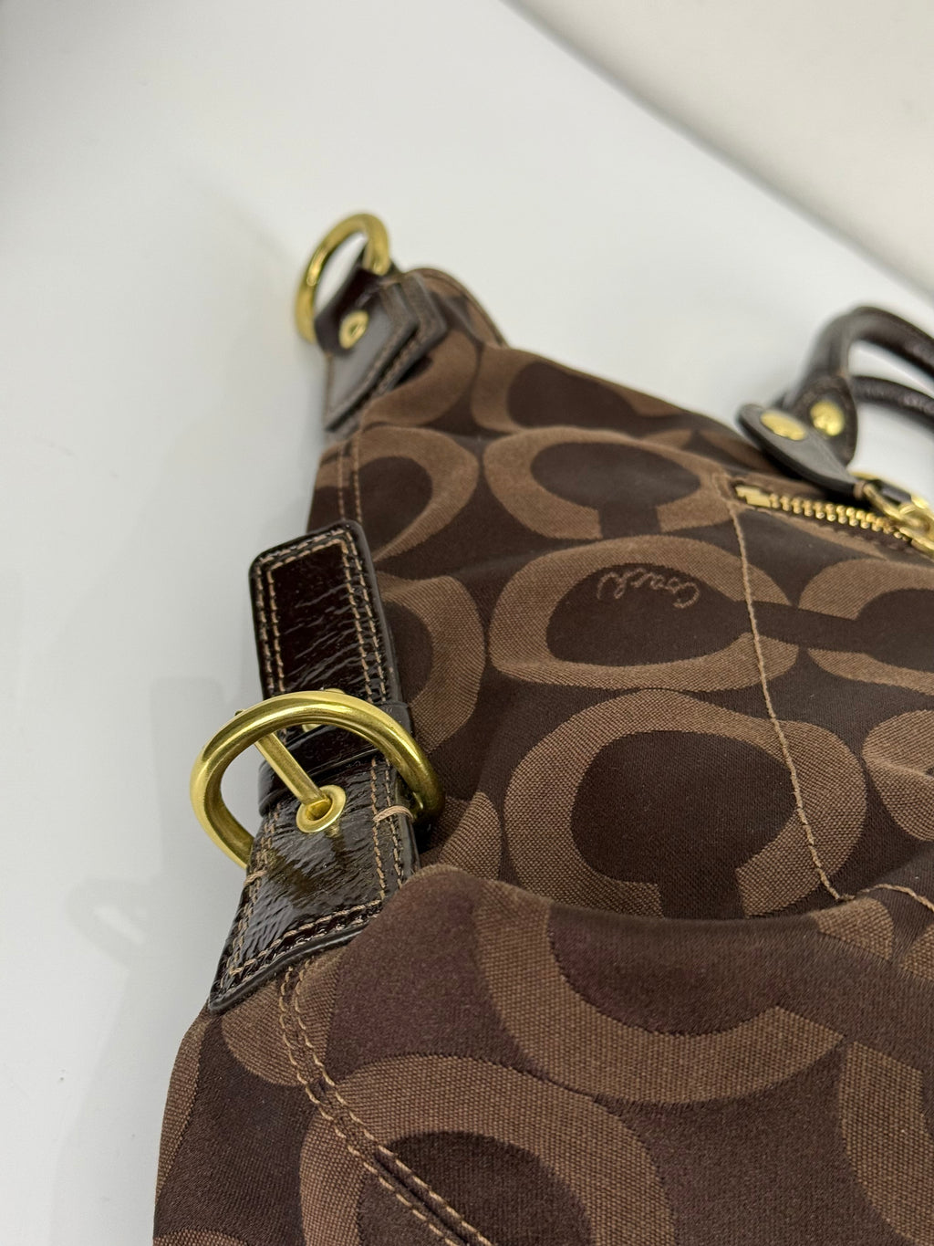 Vintage Coach Madison Op Art Julianne Tote Bag Brown Coach Signature Canvas Handbag 00s Y2K
