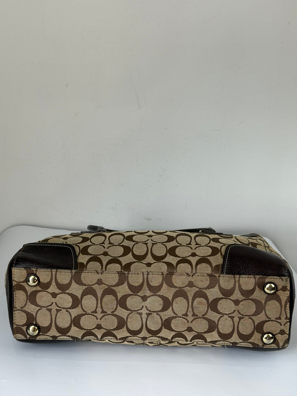 Vintage Coach Hampton Tote Bag Brown & Beige Signature Shoulder Bag 00s Y2K Handbag