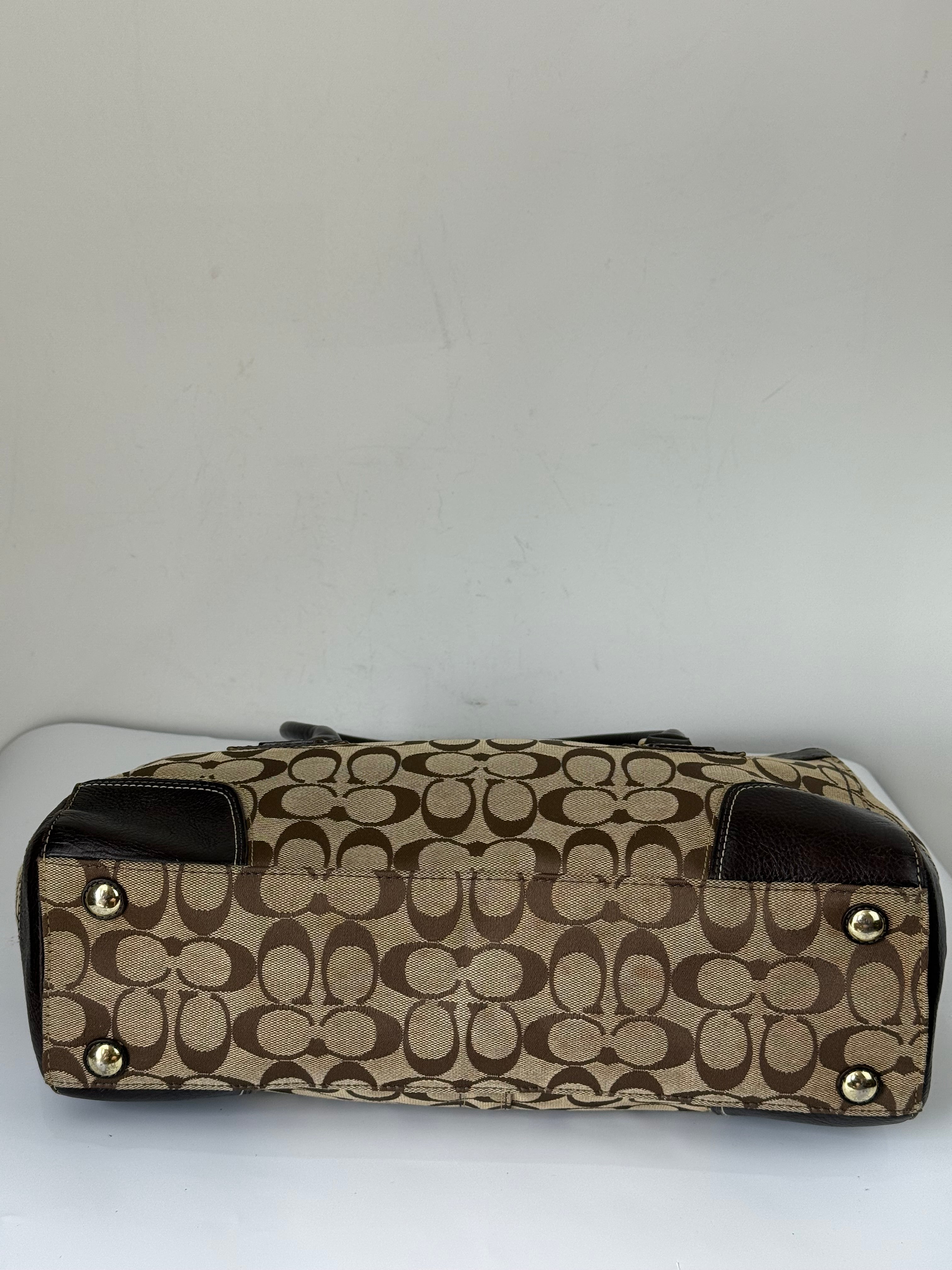 Vintage Coach Hampton Tote Bag Brown & Beige Signature Shoulder Bag 00s Y2K Handbag