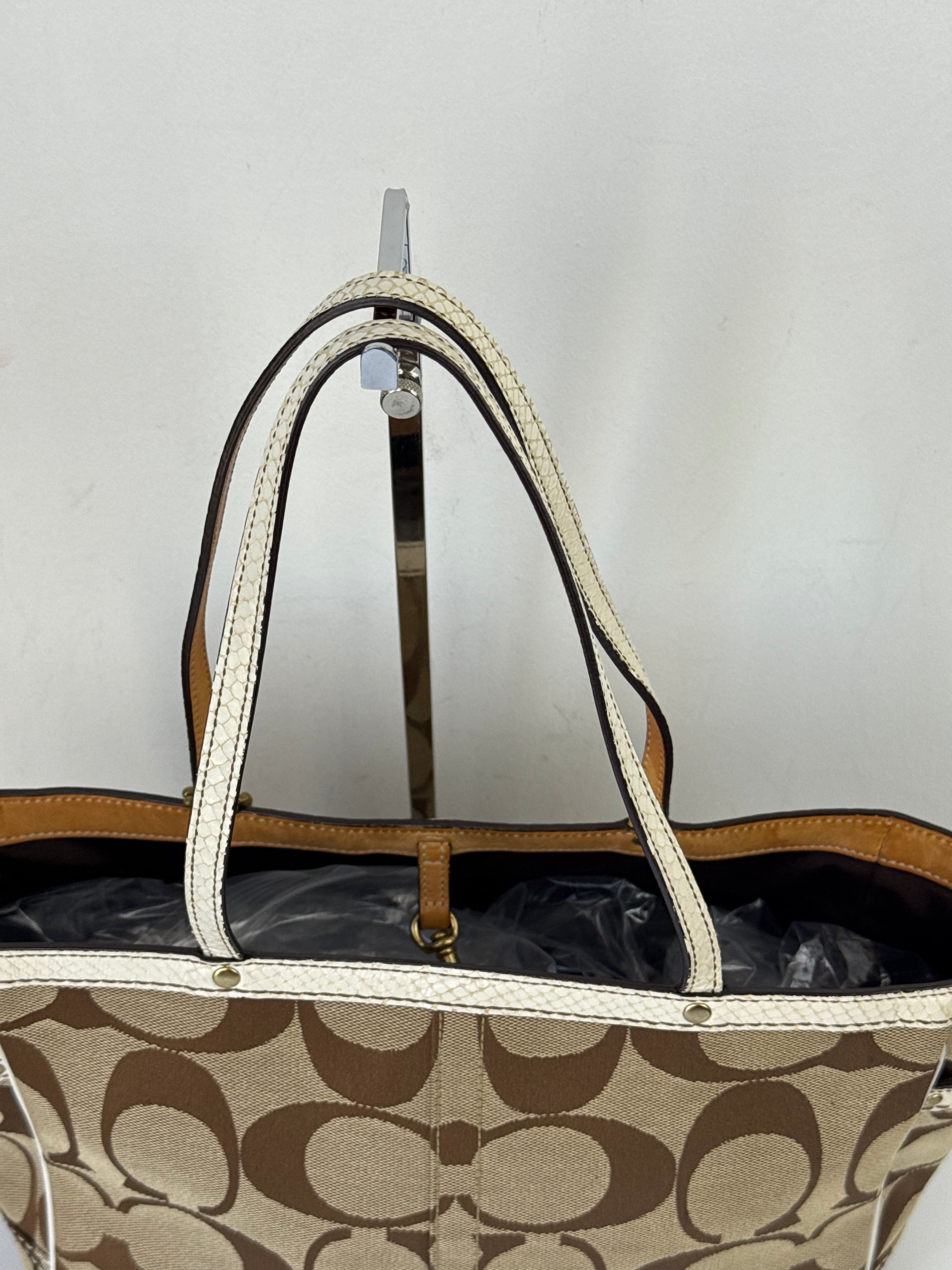 Vintage Coach Signature Tote Bag Coach Brown & Beige Handbag 00s Y2K