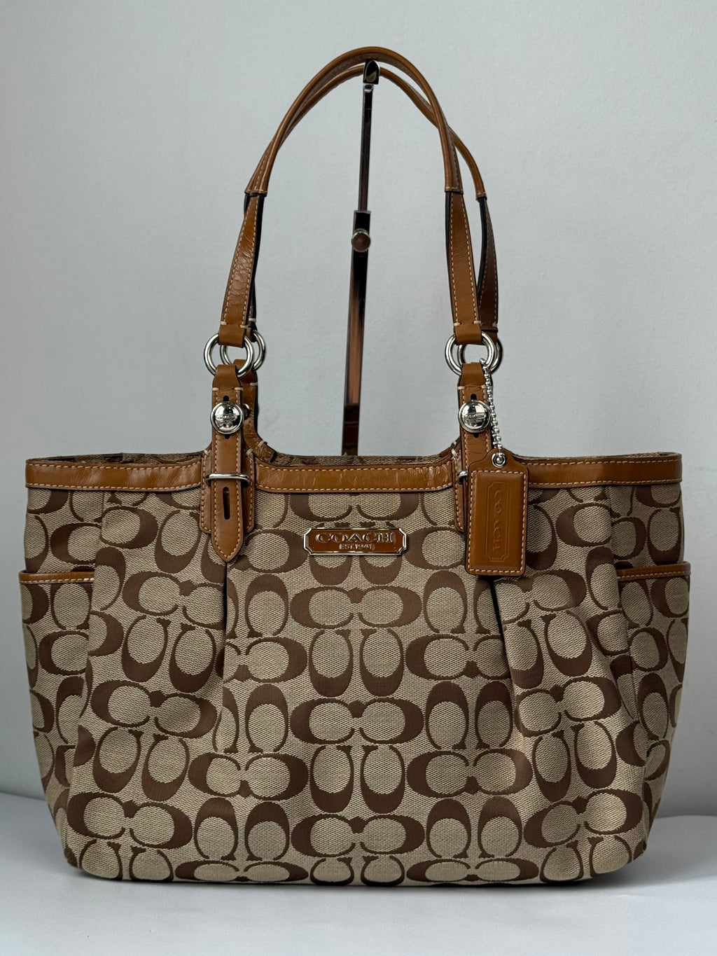 Vintage Coach Gallery Signature Tote Bag Brown & Beige Canvas Shoulder Bag 00s Y2K