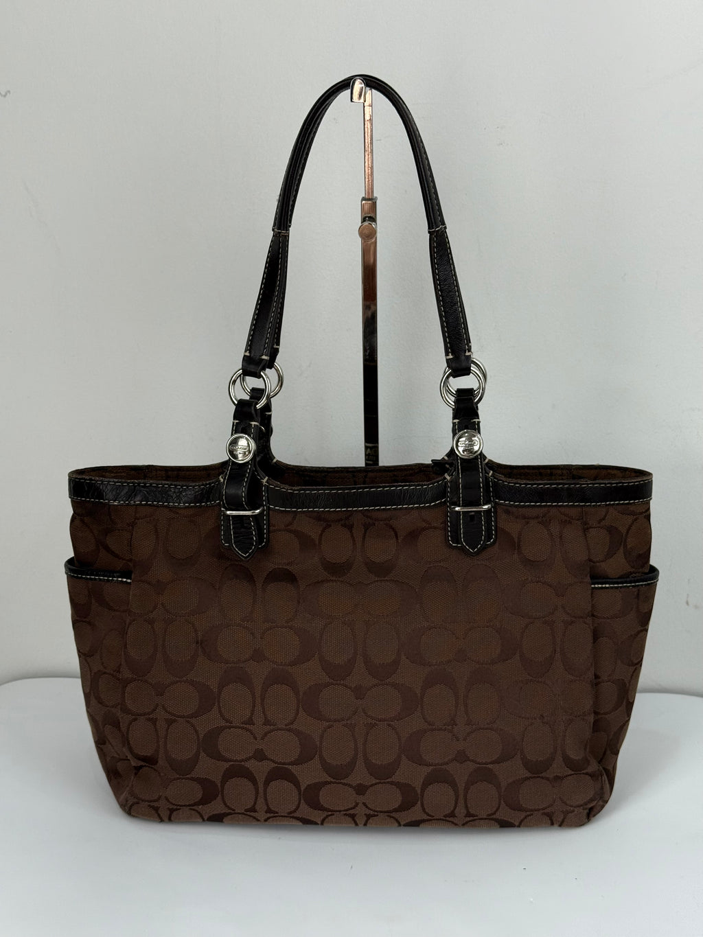 Vintage Coach Gallery East West Tote Bag Coach Dark Brown Signature Y2K Handbag