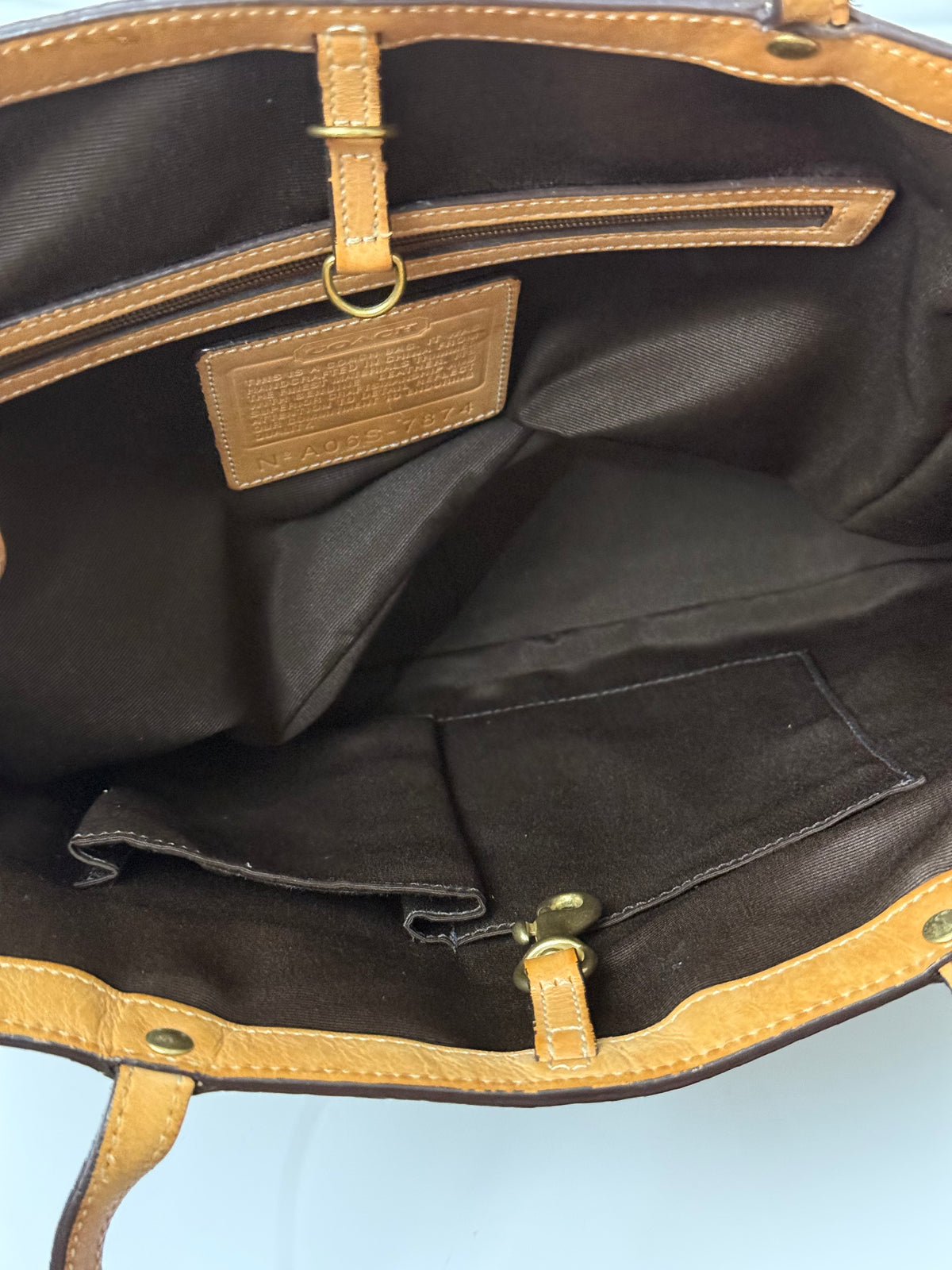 Vintage Coach Signature Tote Bag Coach Brown & Beige Handbag 00s Y2K