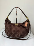 Vintage Coach Maddison Dotted Op-Art Convertible Hobo Bag Brown Signature Bag
